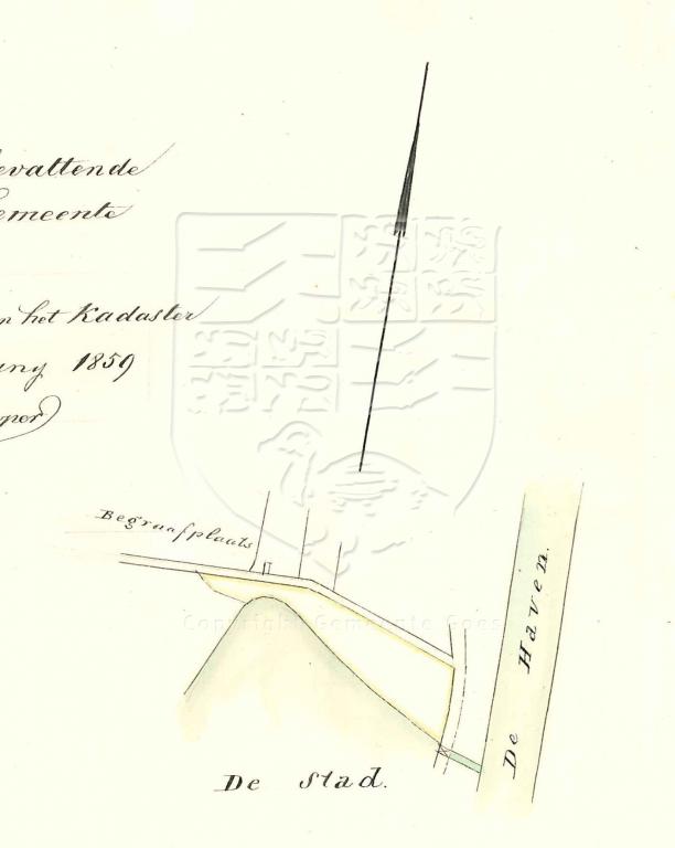 Situatieschets voor te bouwen arbeiderswoningen aan de Westhavendijk, 1859. GAG.AGG.inv.nr. 227, nr. 594