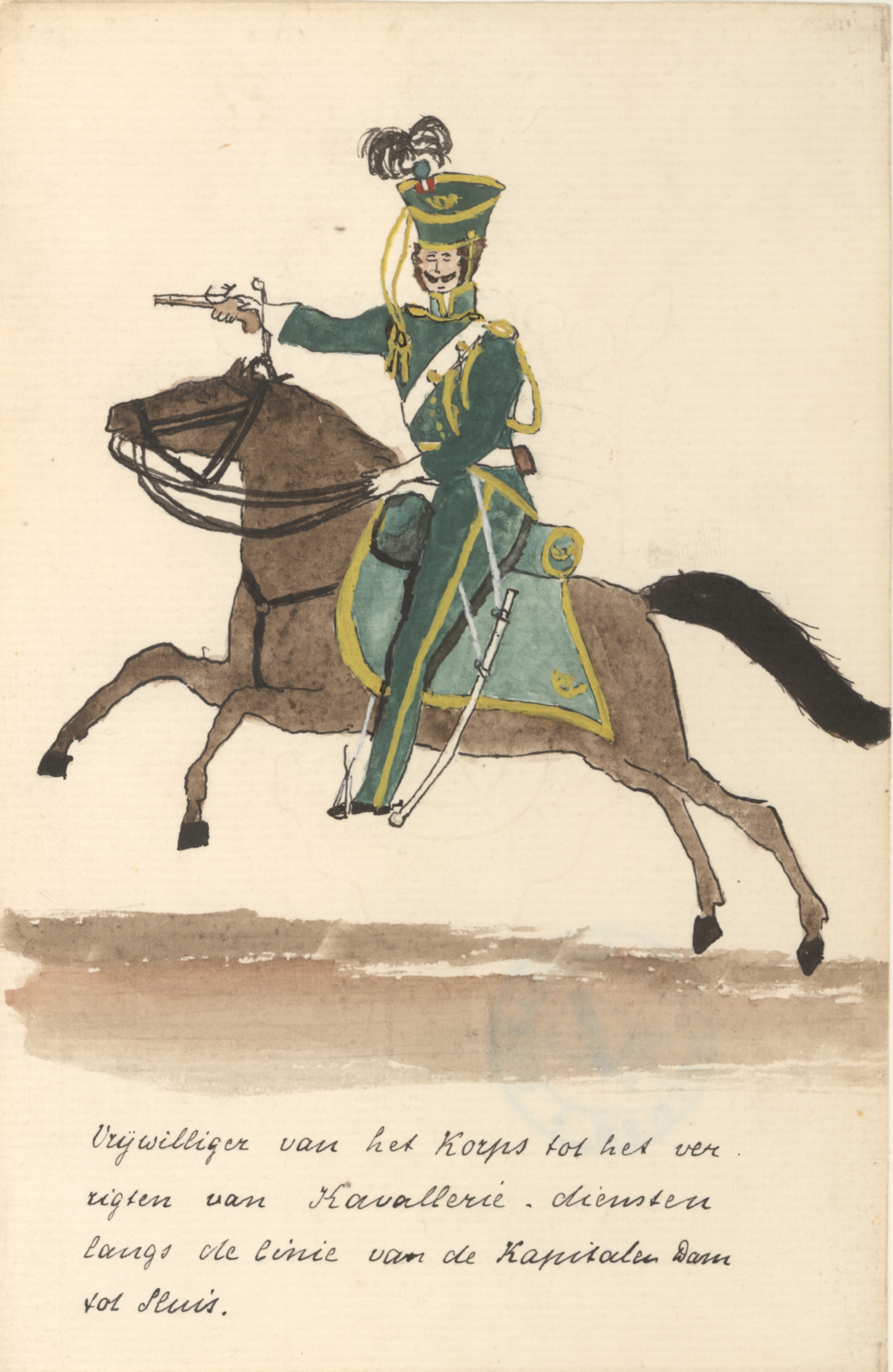 Vrijwillige cavalerist, Zeeuws-Vlaanderen 1830. Gem.Sluis.