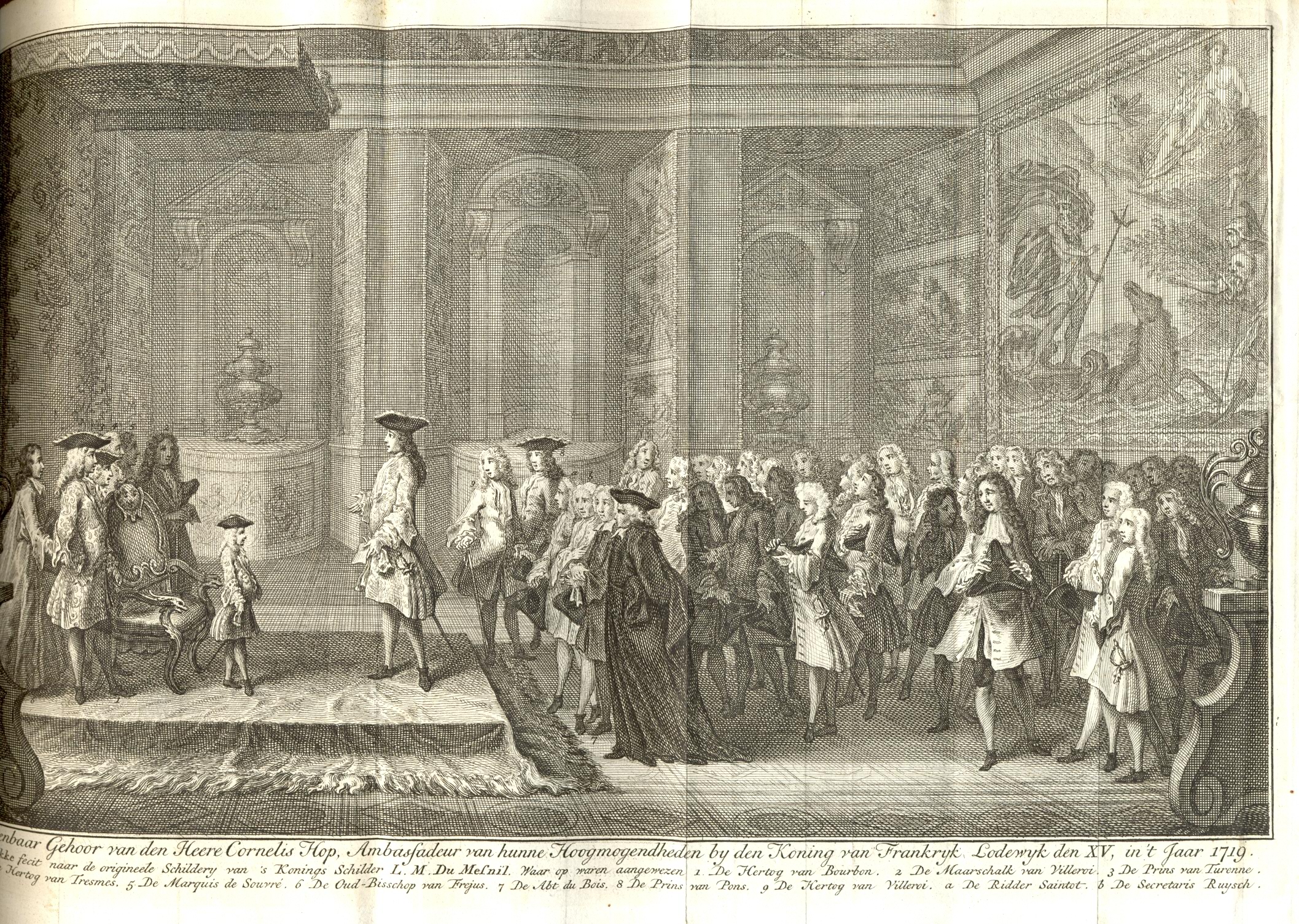 Ambassadeur van de Republiek Cornelis Hop bij koning Lodewijk XV, 1719.