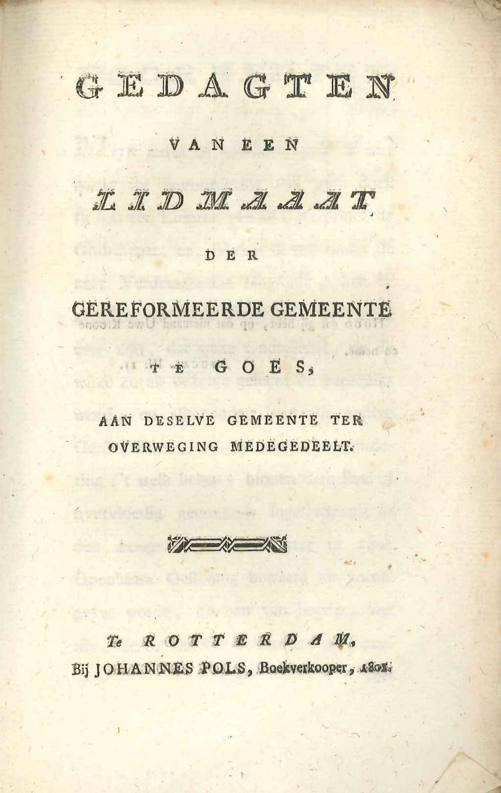 'Gedagten van een lidmaat' van de hervormde gemeente, 1801.