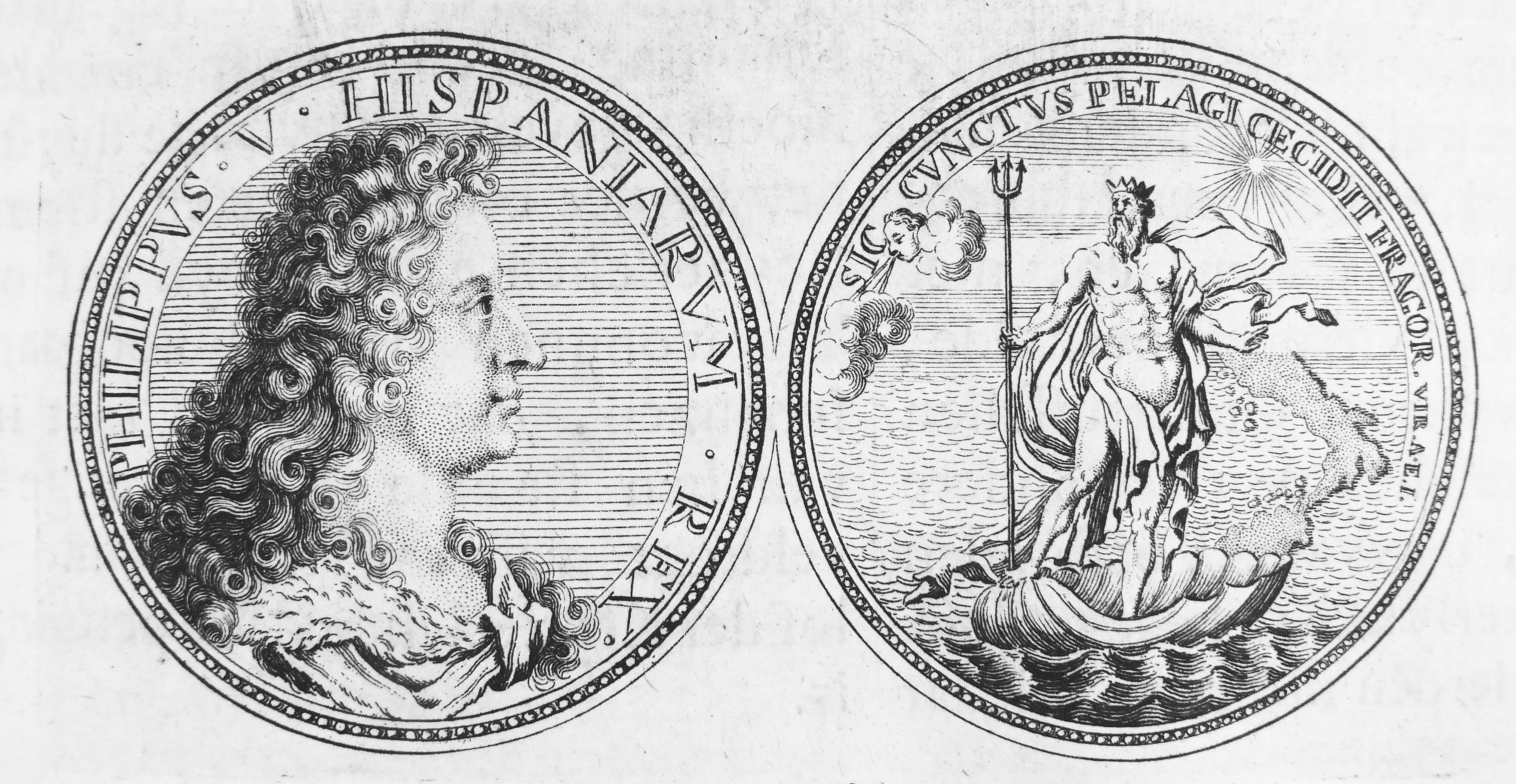 Gedenkpenning op de landing van koning Filips V van Spanje in Italië, 1702.