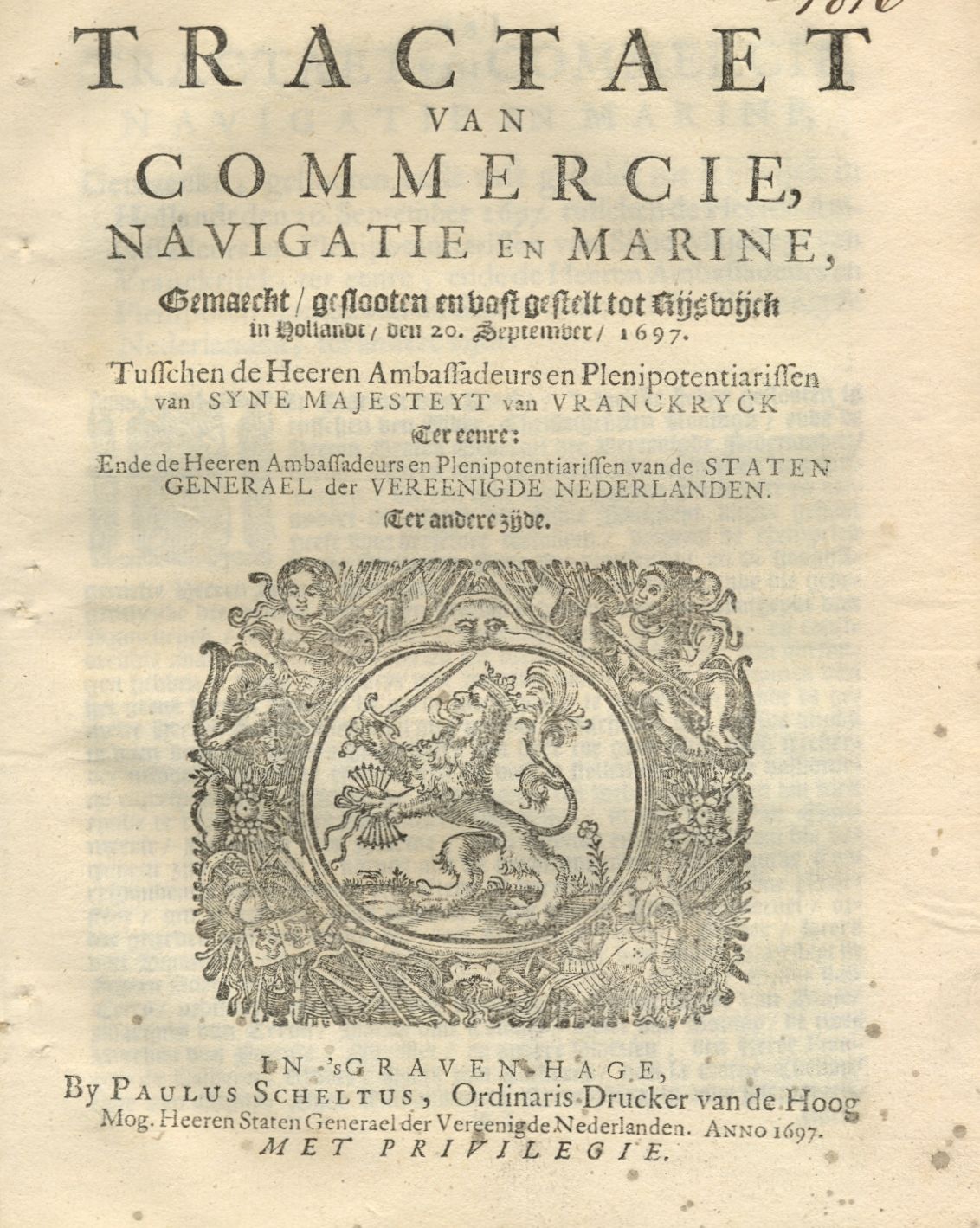 Tractaet van commercie, navigatie en marine, Vrede 1697