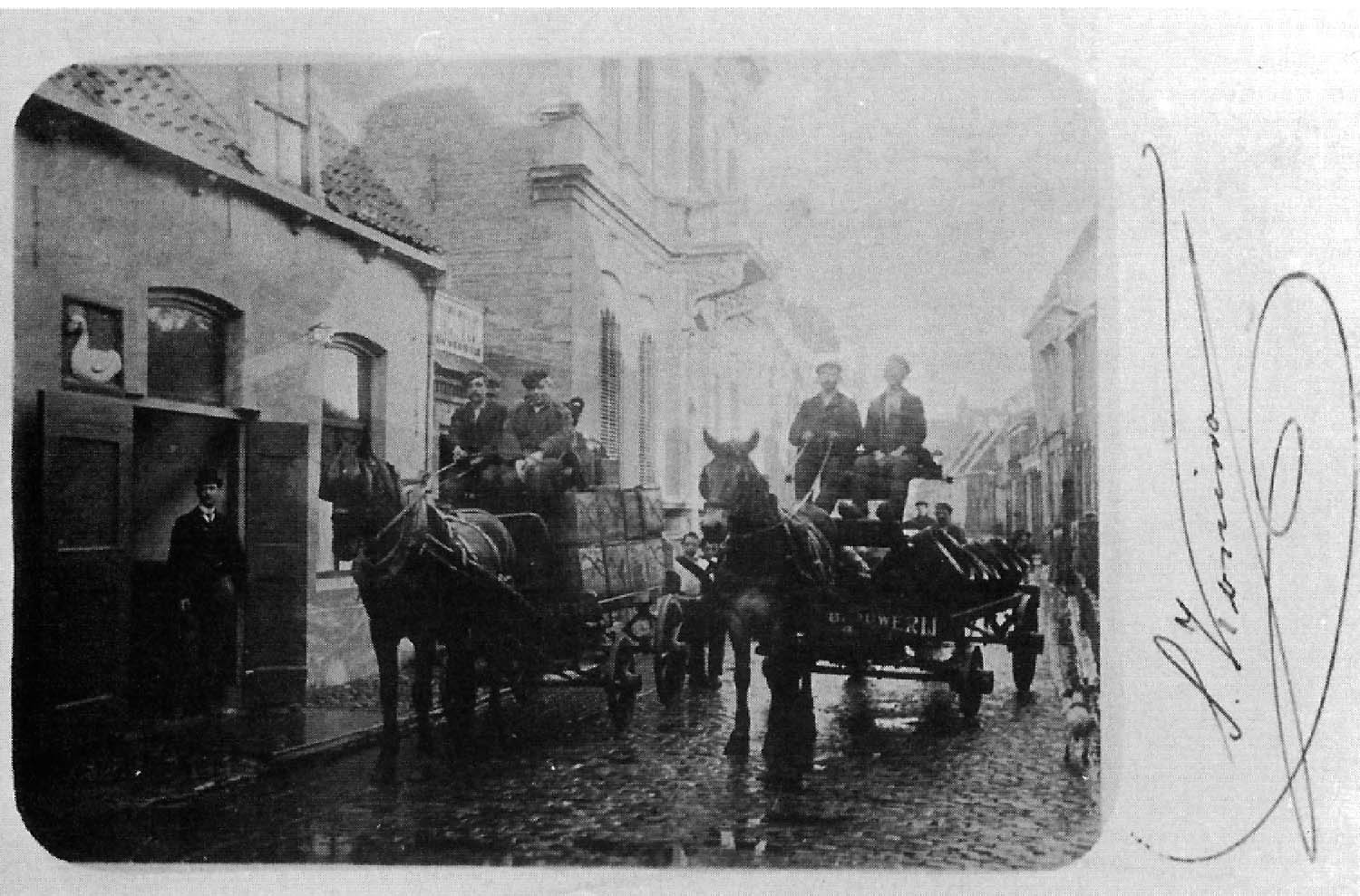 Brouwerij De Gans aan de westzijde van de Wijngaardstraat, ca. 1900.