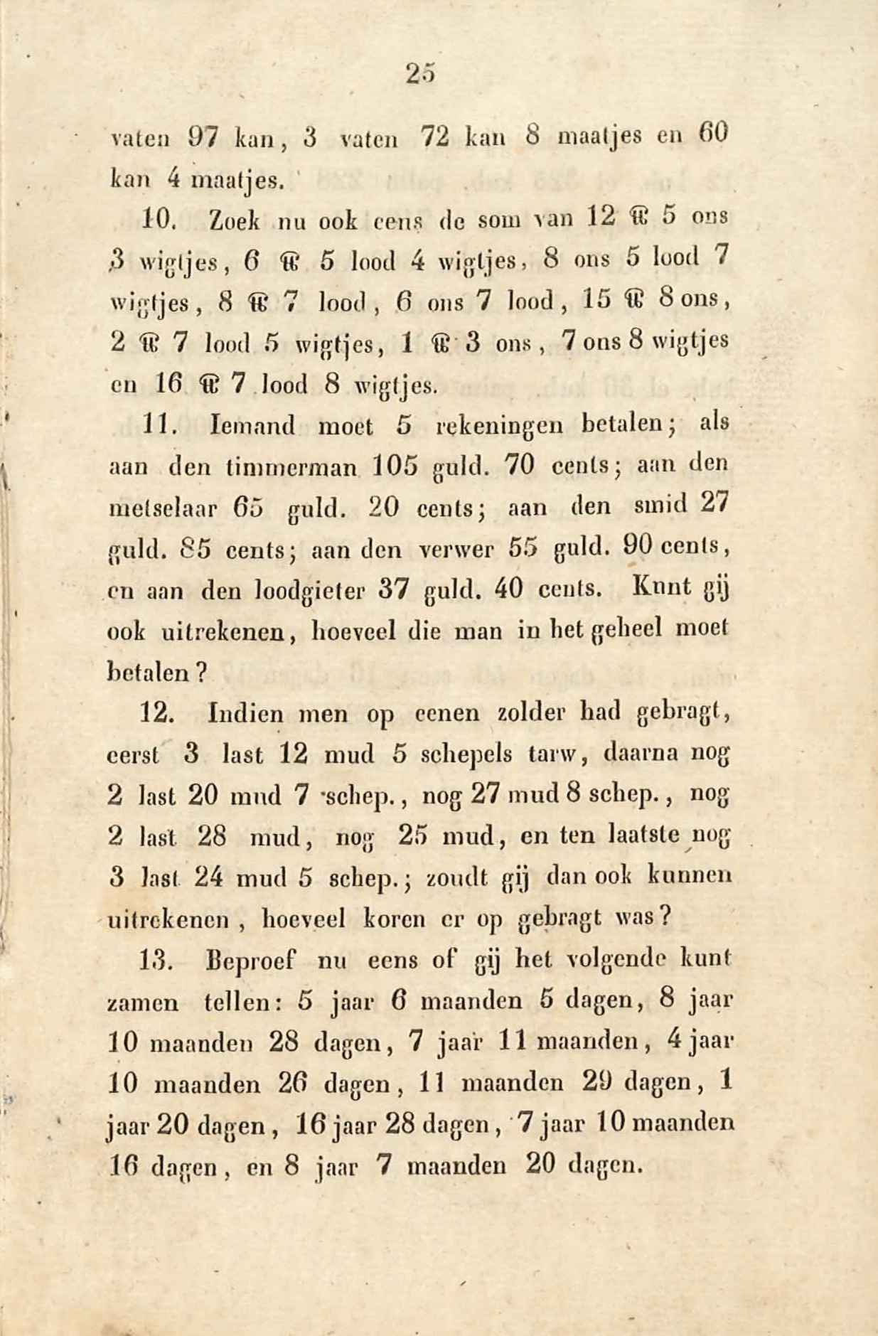 Bladzijde uit een rekenboekje door J. Waltman. Delft 1856. GAG.HB.
