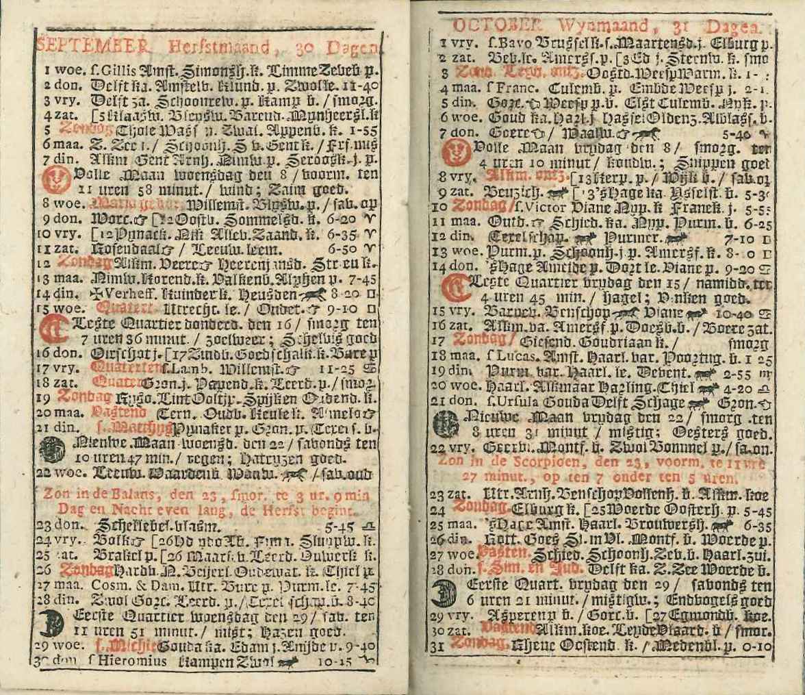 Bladzijden uit de Goese Almanak, 1824. GAG.HB.