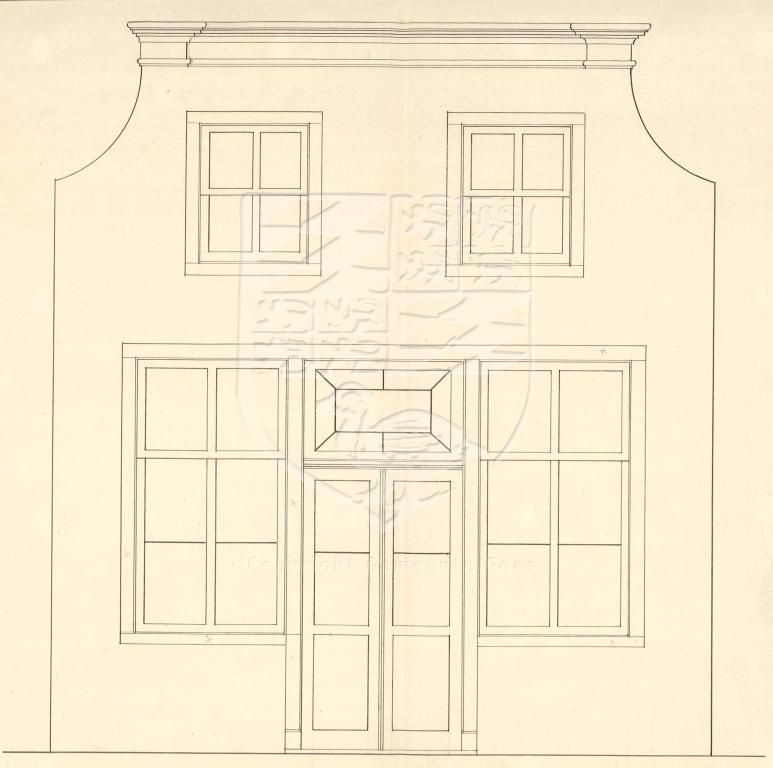 Bouwtekening van Zusterstraat 2, A. de Buck, 1858, GAG.AGG.inv.nr. 216, nr. 645.