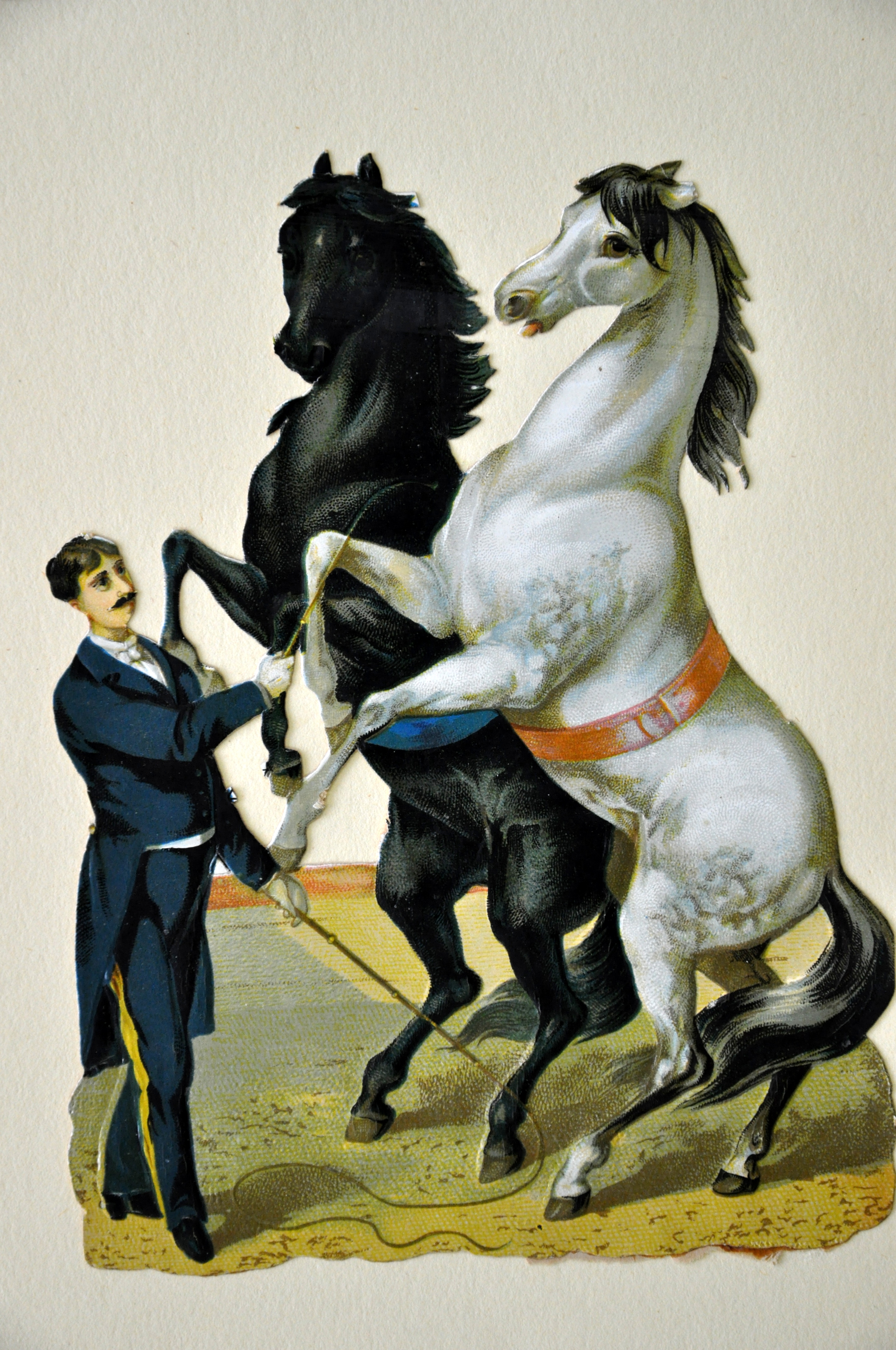 Circuspaarden, poëzieplaatje, 19de eeuw. HMDB.