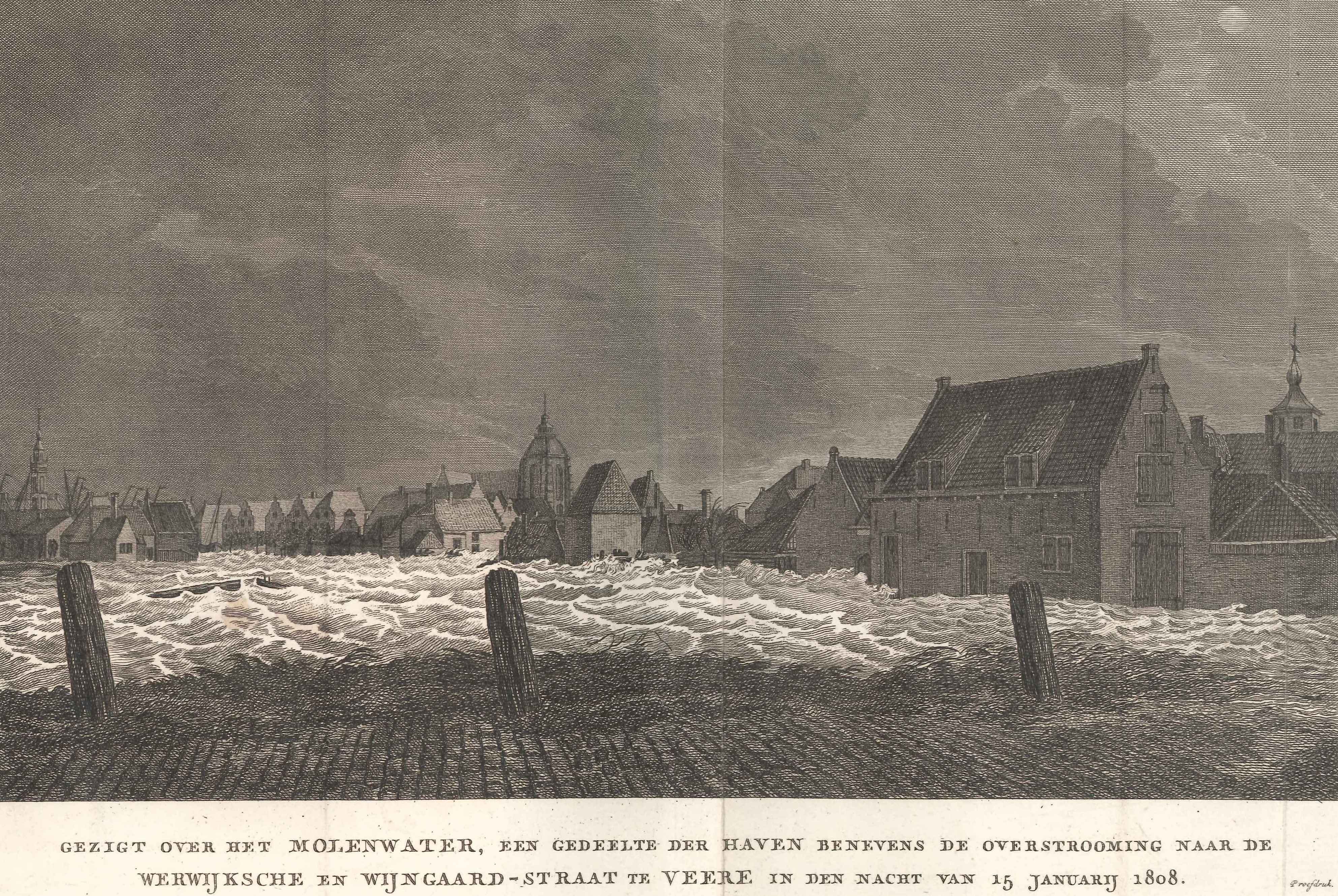 De overstroming van 1808 te Veere, uit S. van Hoek.