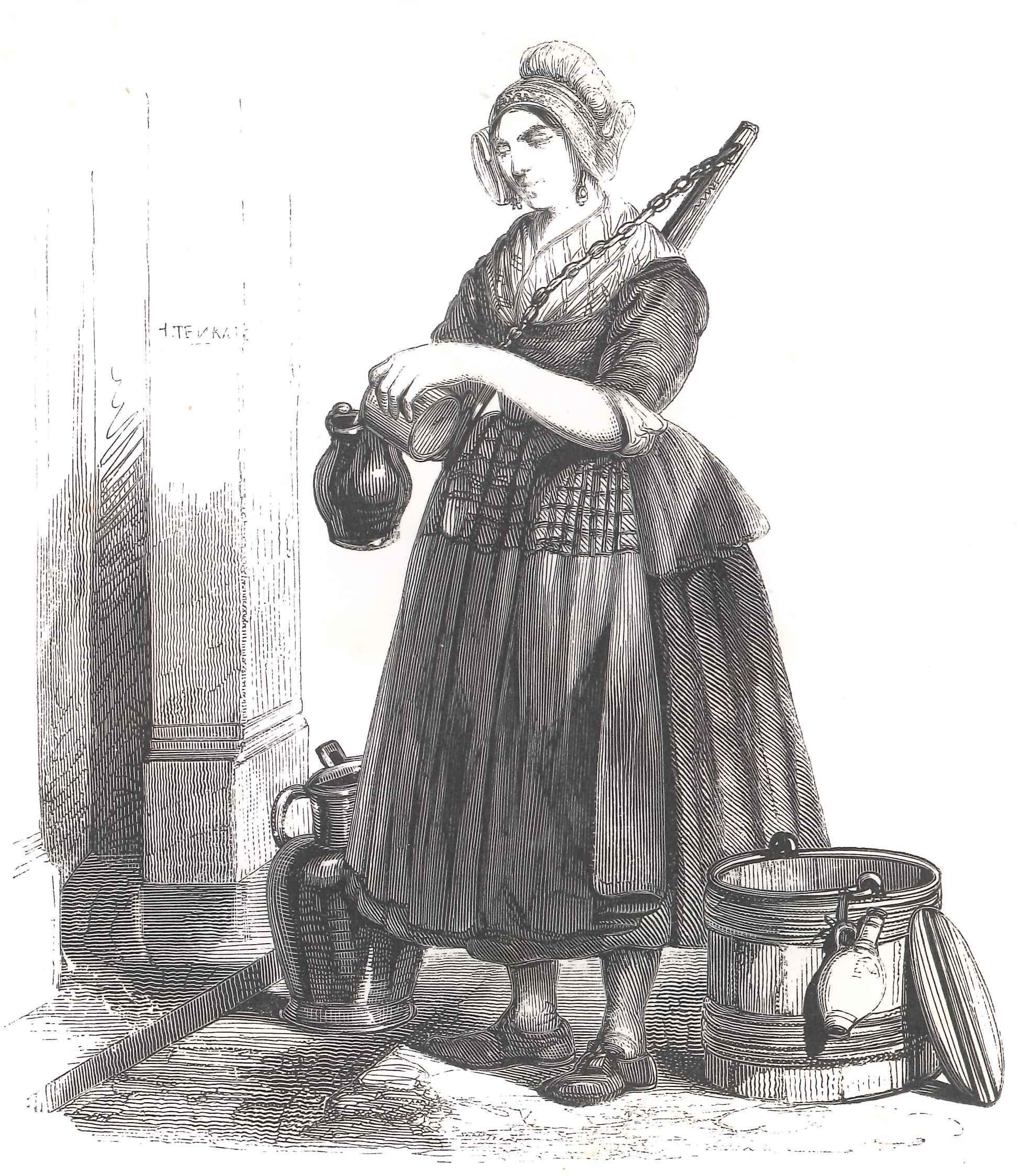 Een Hollands melkmeisje. 'Karakterschetsen', 1841. HMDB.
