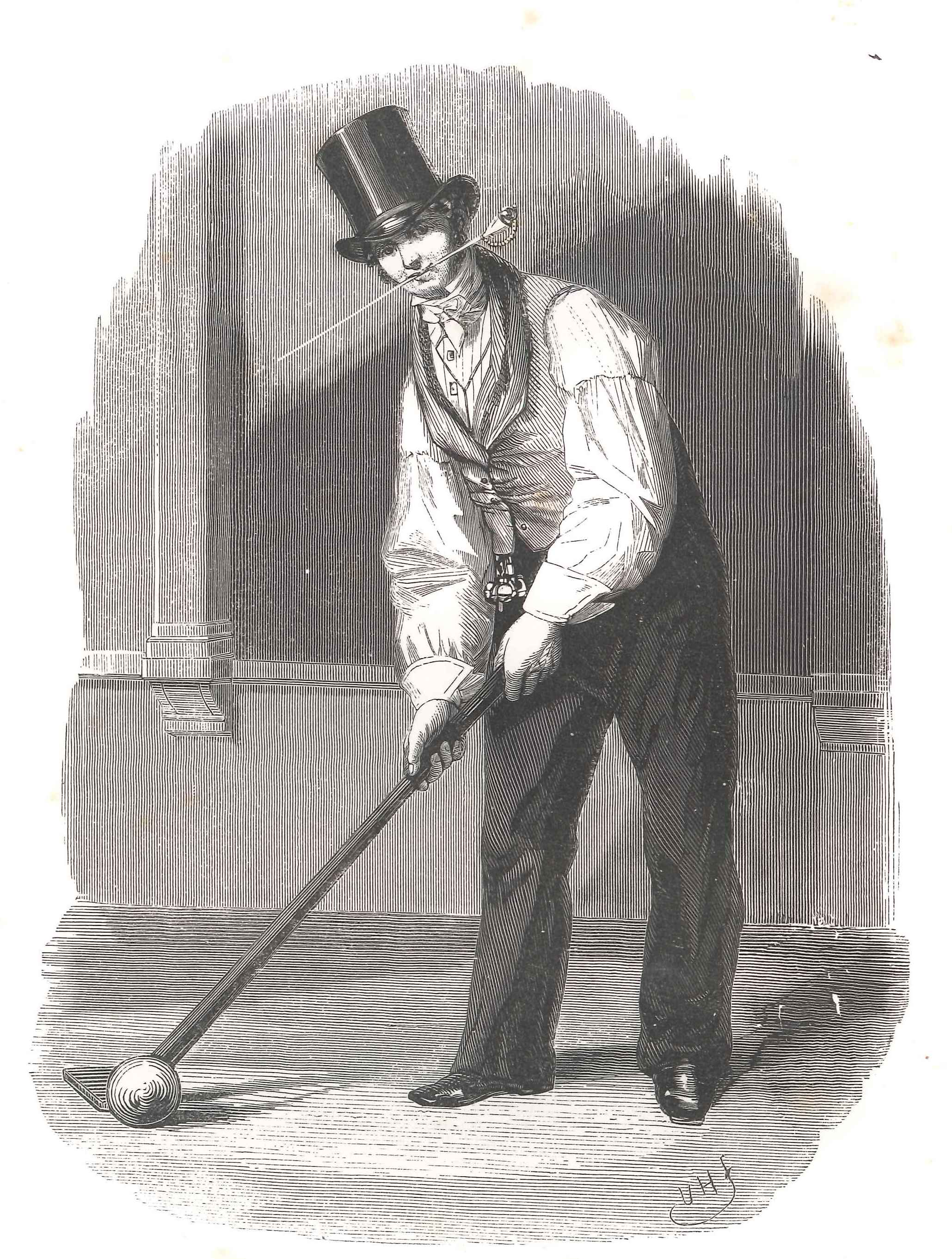  Een beoefenaar van het kolfspel. 'Karakterschetsen', 1841. HMDB.