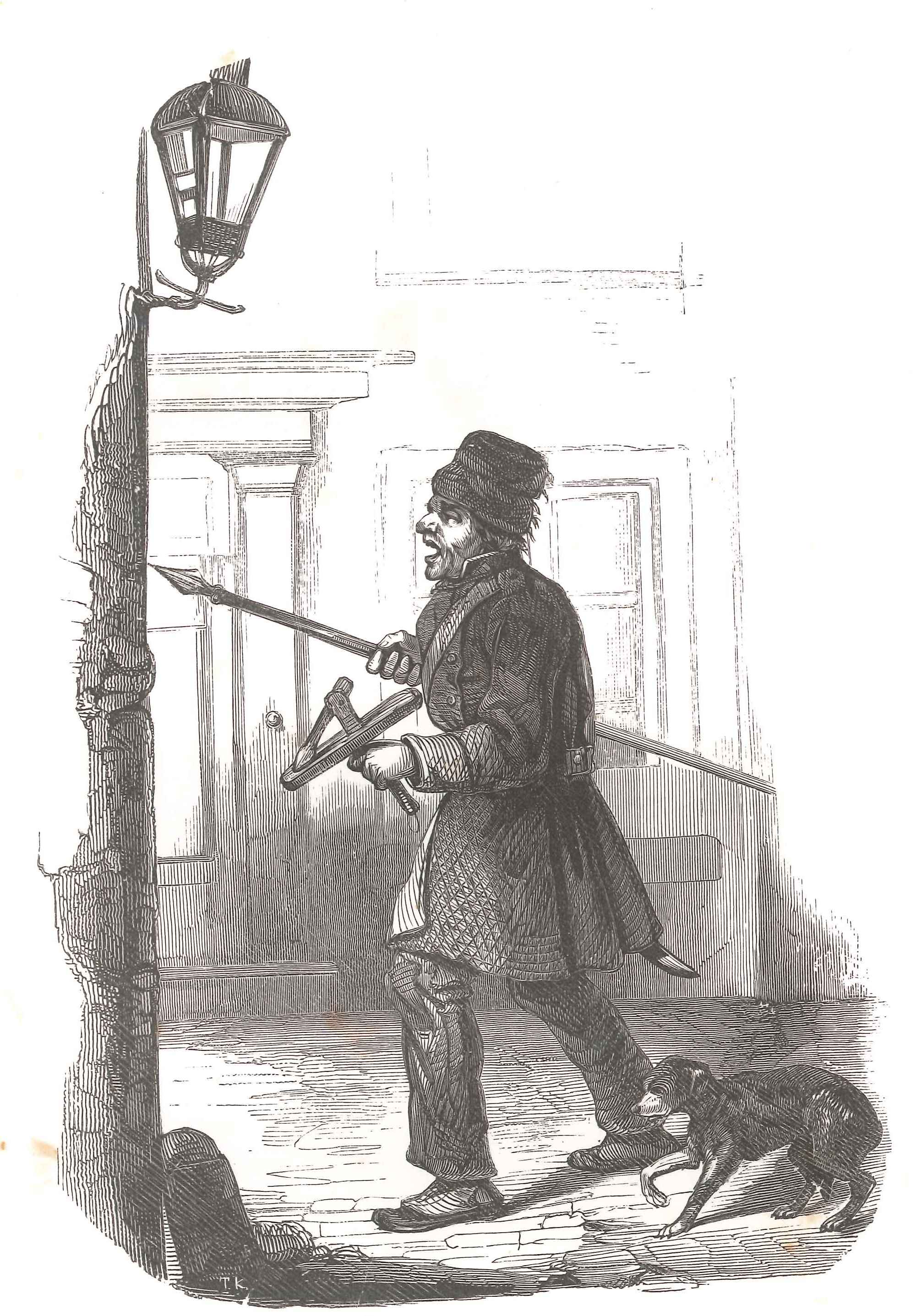 Een lid van de klapperwacht te Den Haag. 'Karakterschetsen', 1841. HMDB.