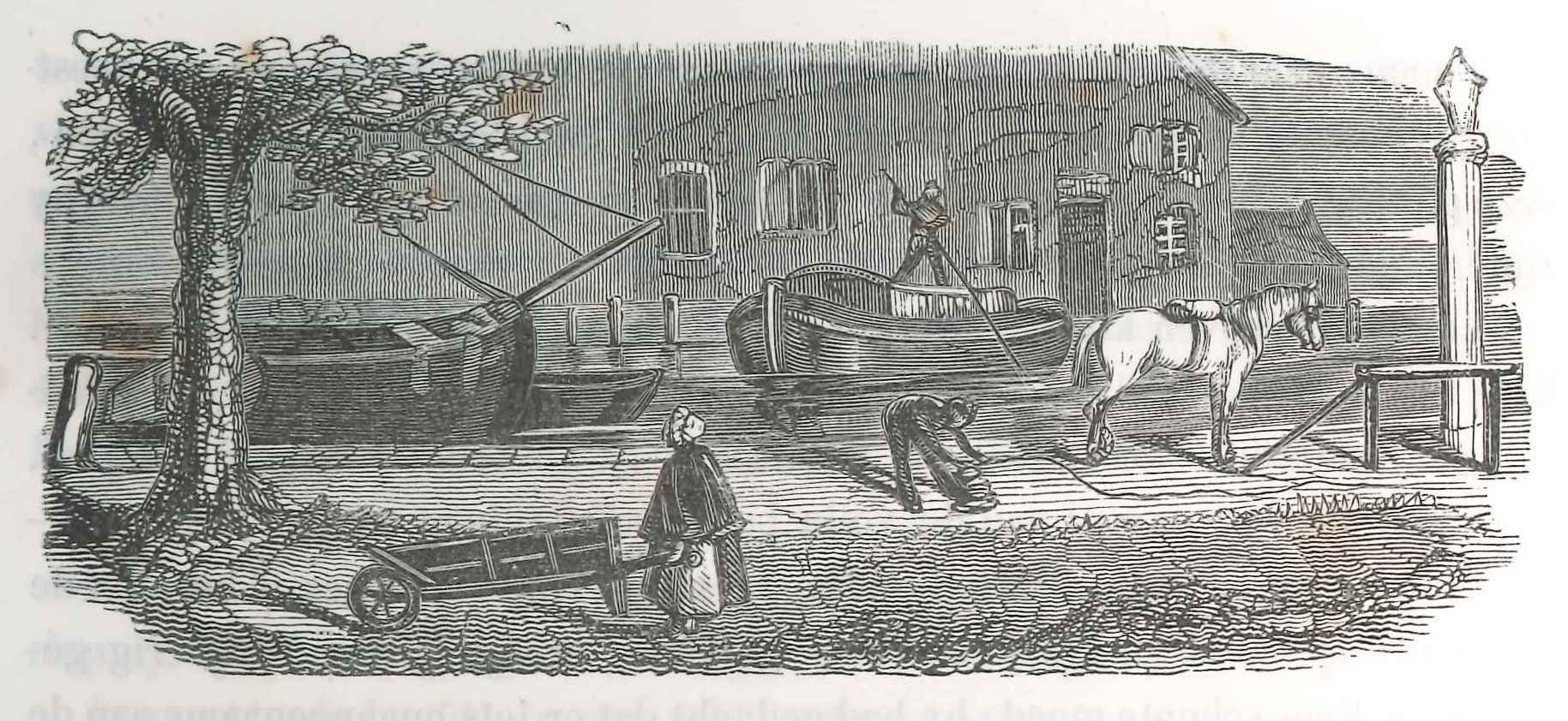 Een schippersknecht maakt een schuit klaar om getrokken te worden, 'Karakterschets', 1841.