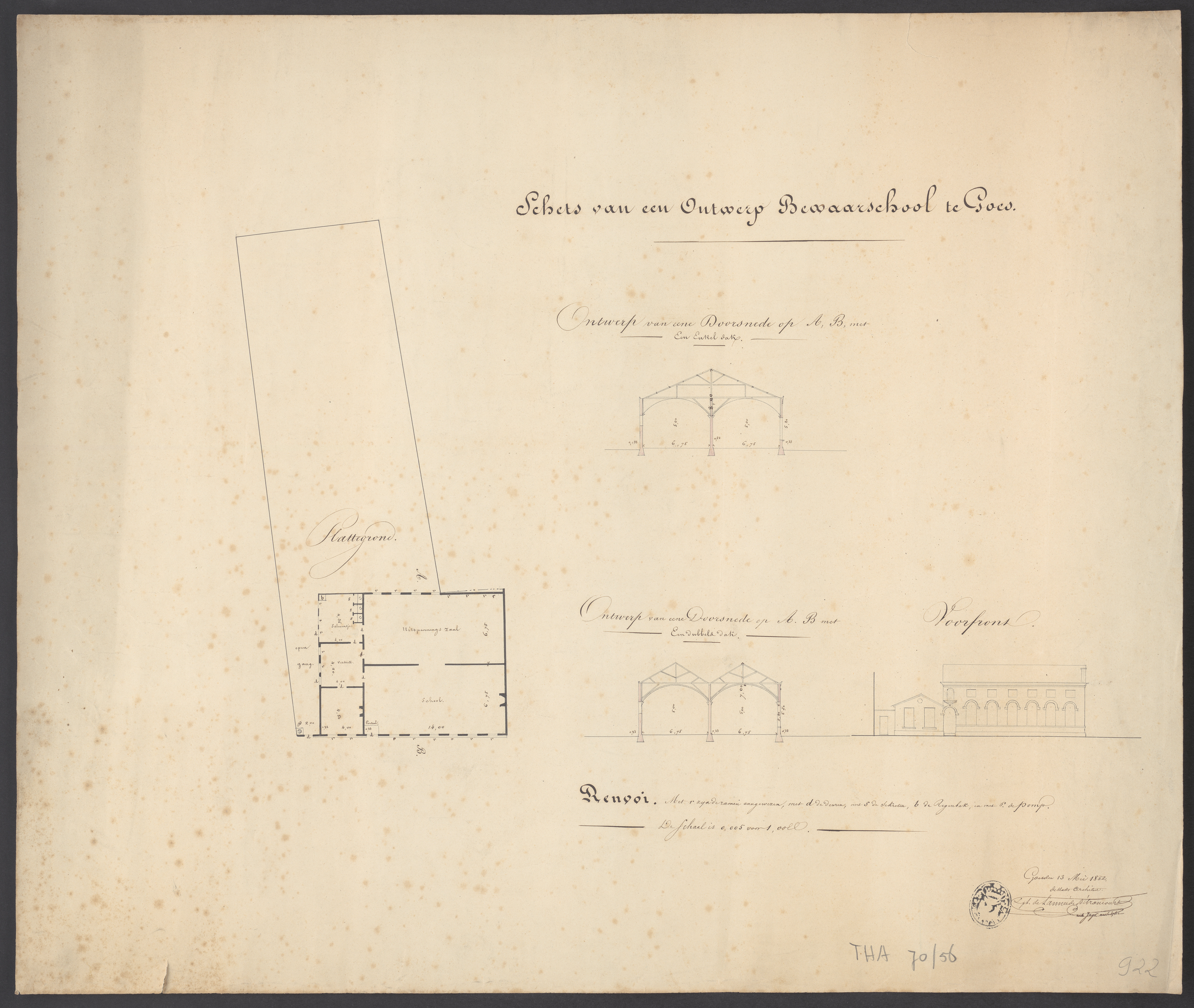  Fictief ontwerp voor een bewaarschool, 1852. GAG.HTA.
