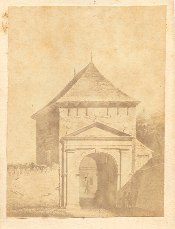  Foto van een tekening van de Hoofdpoort aan de J.A. van der Goeskade, ca. 1860. GAG.HTA.