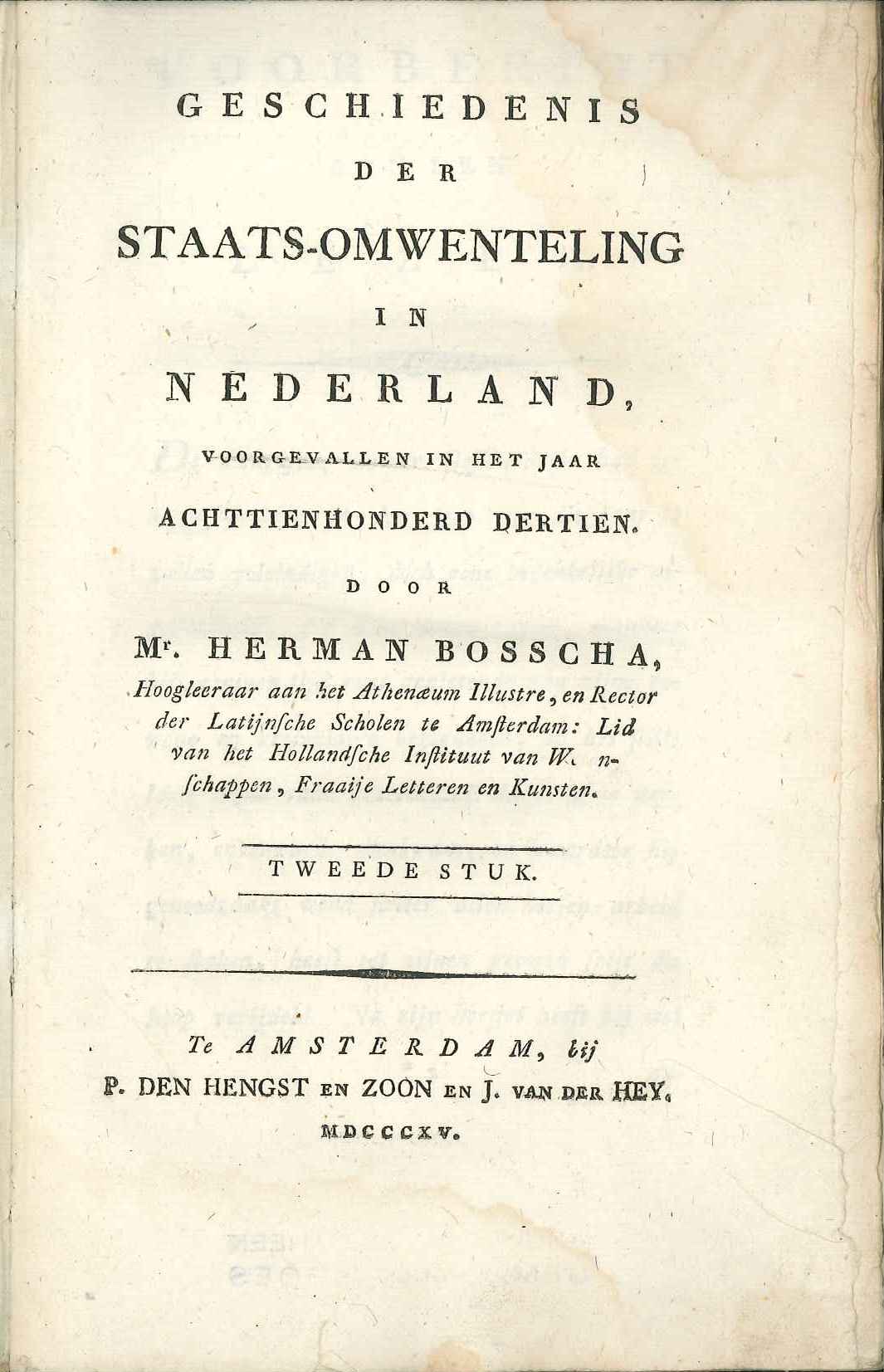 Geschiedenis van Nederland in 1813, H. Bosscha 1815.