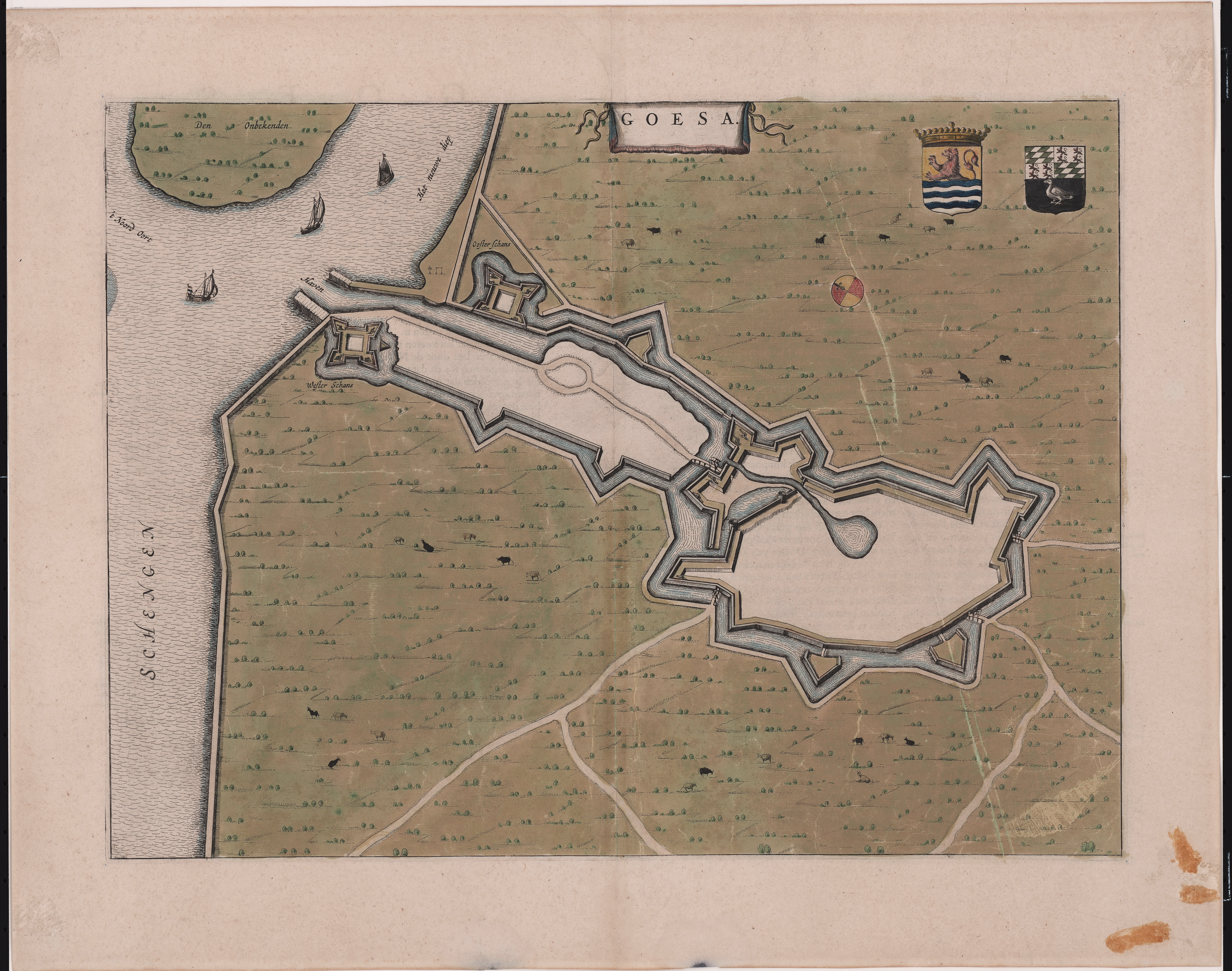 Blinde plattegrond van Goes, J. Blaeu, 1649.