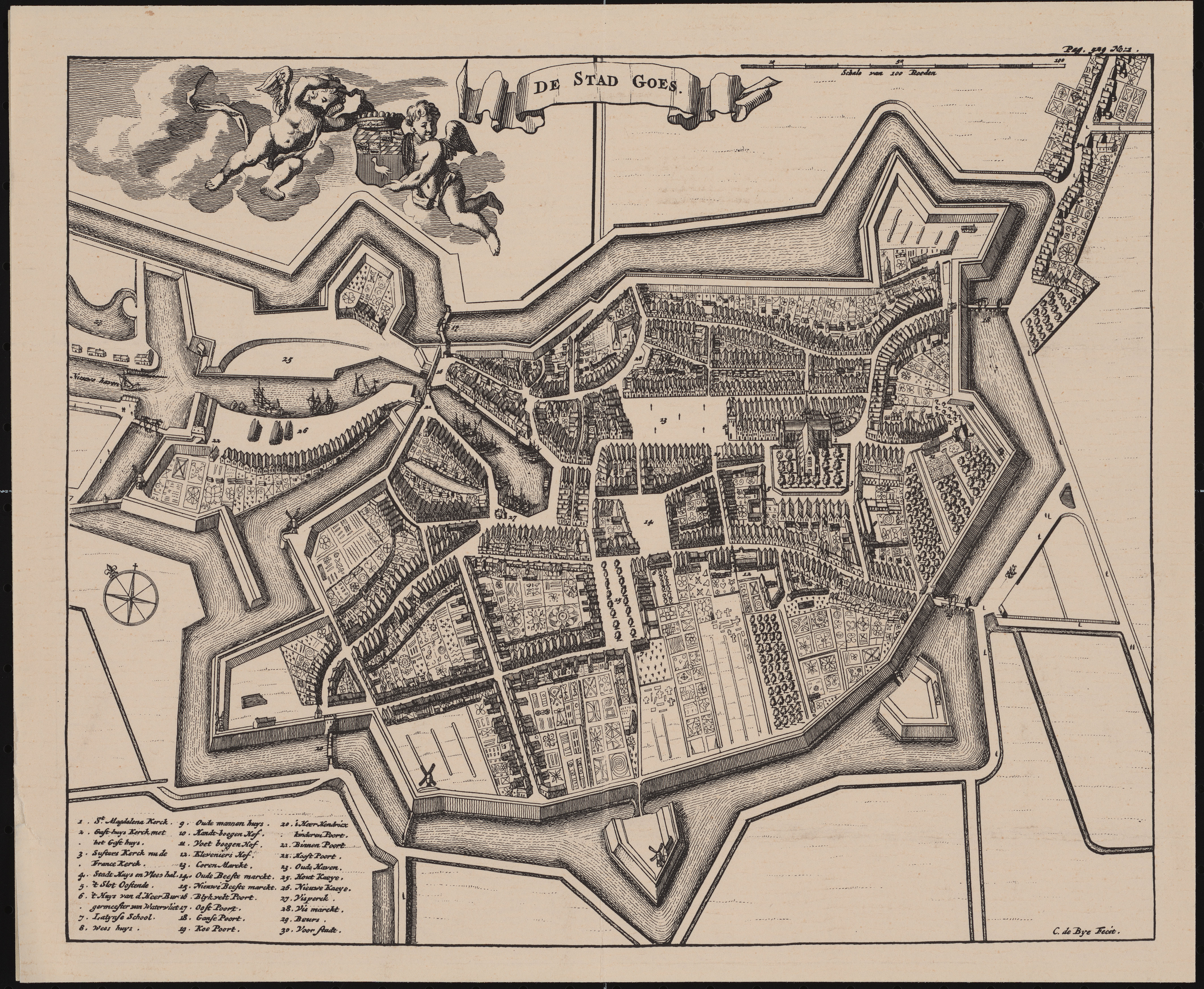 Plattegrond van Goes, uit Smallegange, Nieuwe Cronyk.