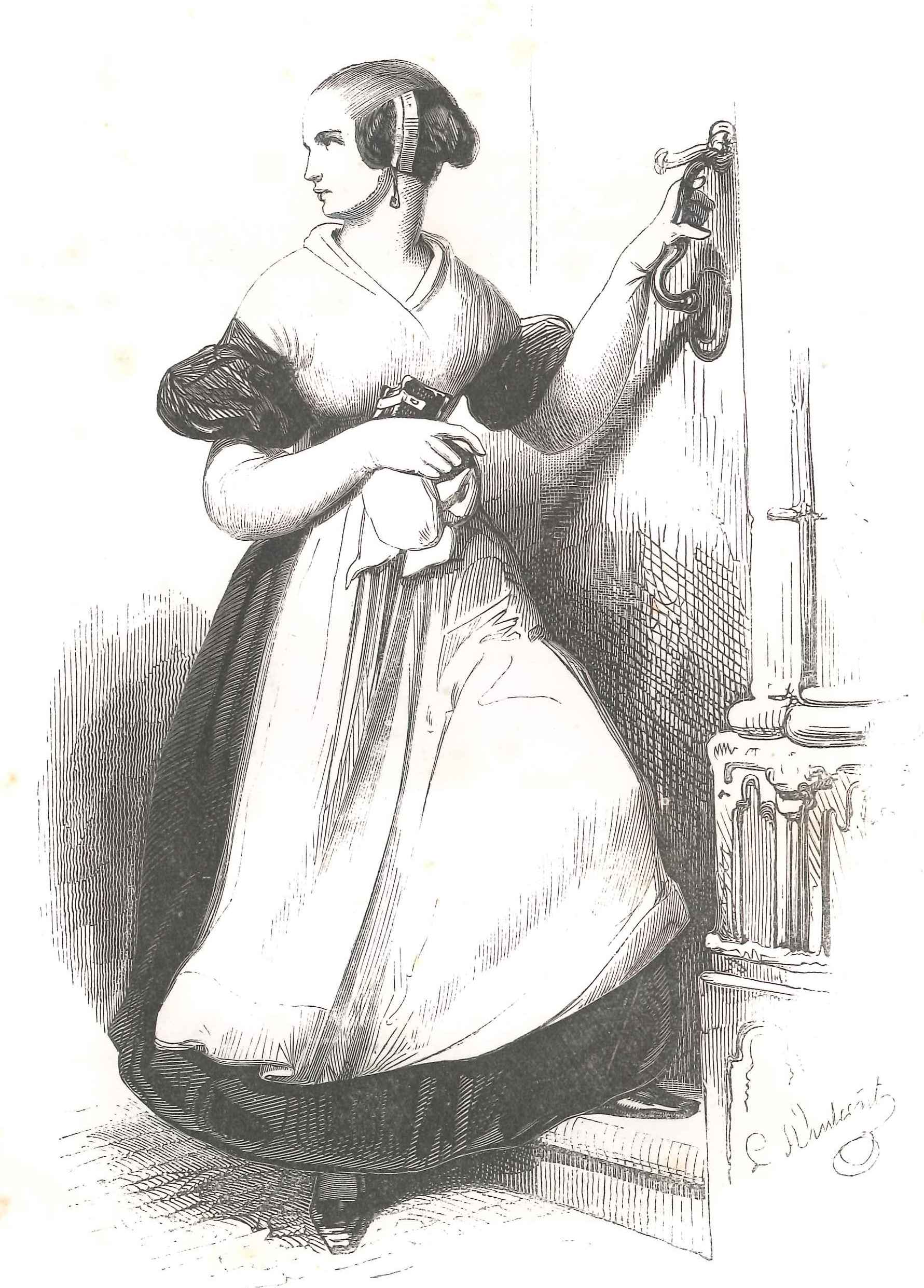 Herkenbare kleding voor een Luthers weesmeisje uit Amsterdam. 'Karakterschetsen', 1841. HMDB.