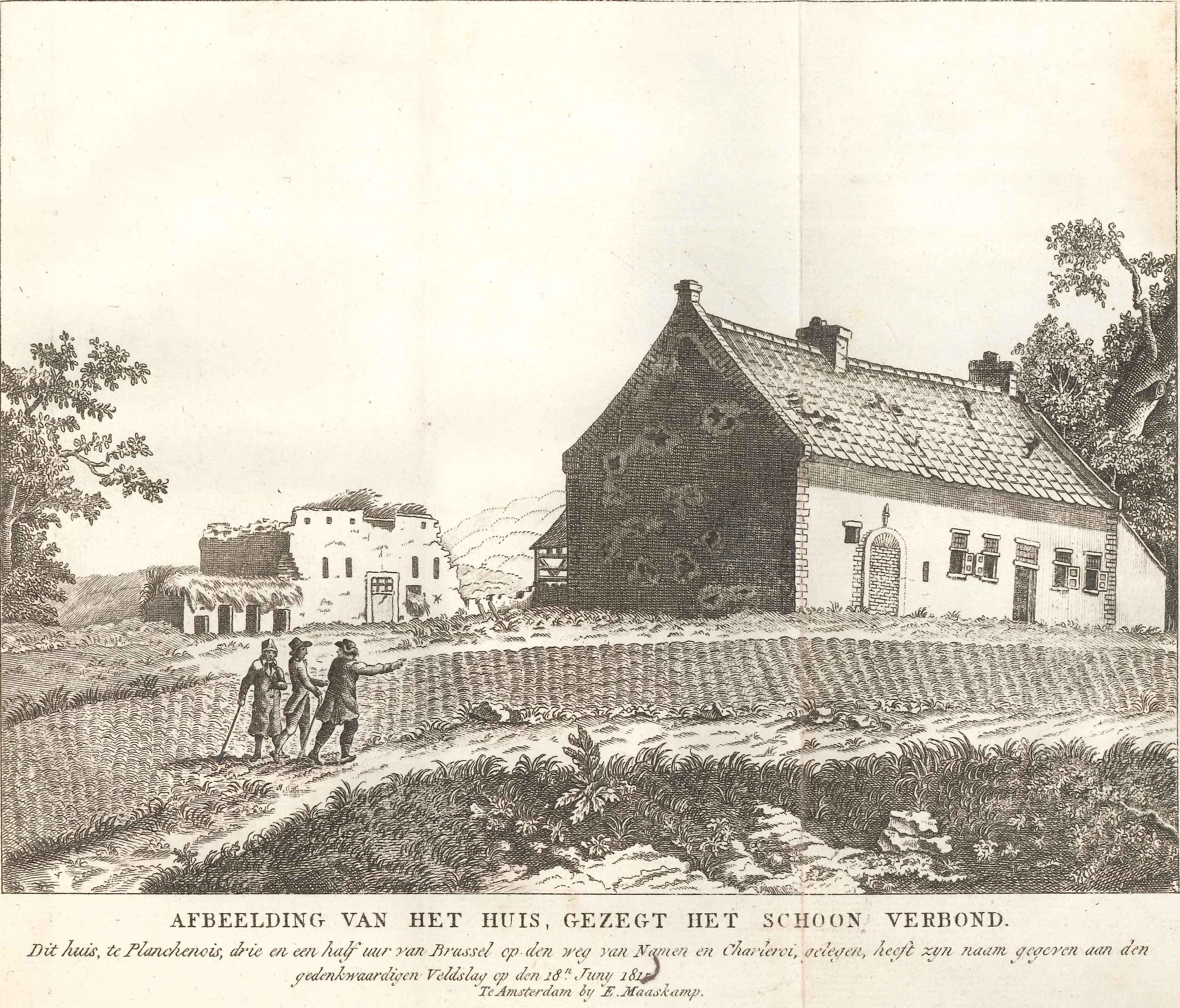 Het huis Schoon Verbond, afgebeeld in 'De Veldslag van het Schoon Verbond', 1815.