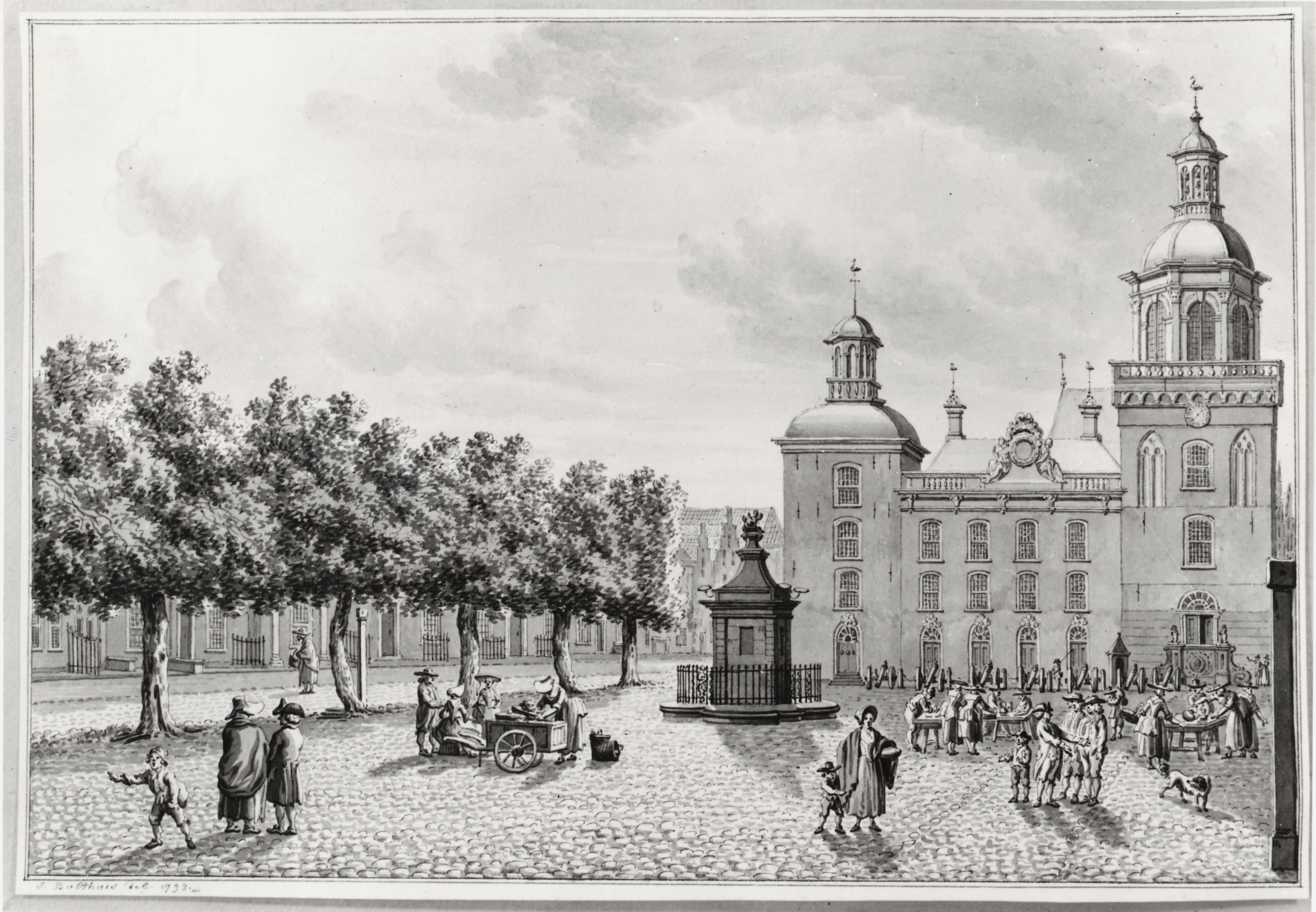 Het stadhuis op de Grote Markt, J. Bulthuis, 1795.