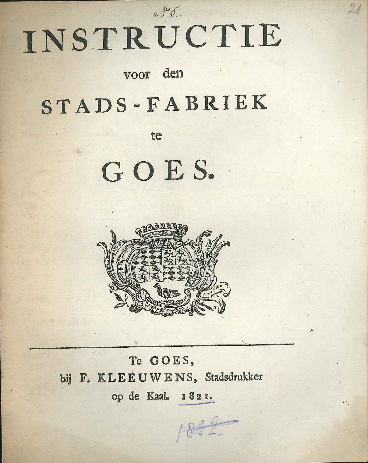 Instructie voor de stadsarchitect, 1821. GAG.ASG.inv.nr. 1814.