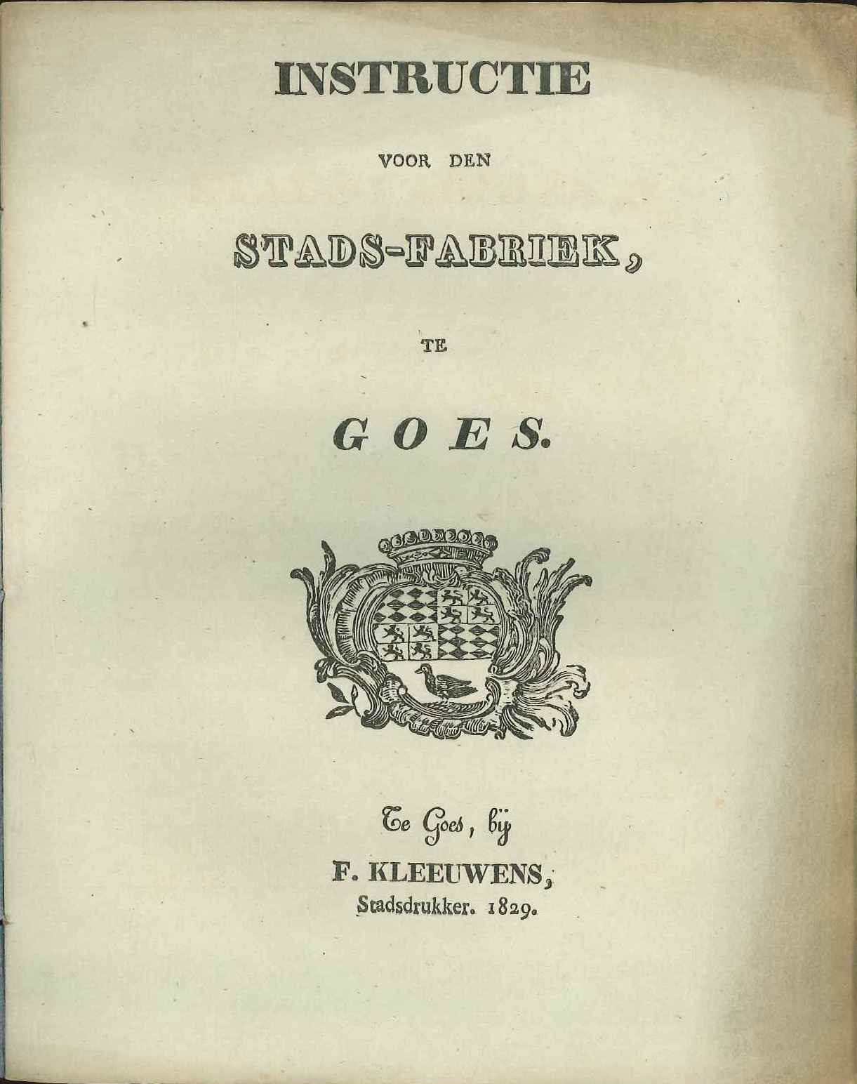 Instructie voor de stadsarchitect, 1829. GAG.ASG.inv.nr. 1814.