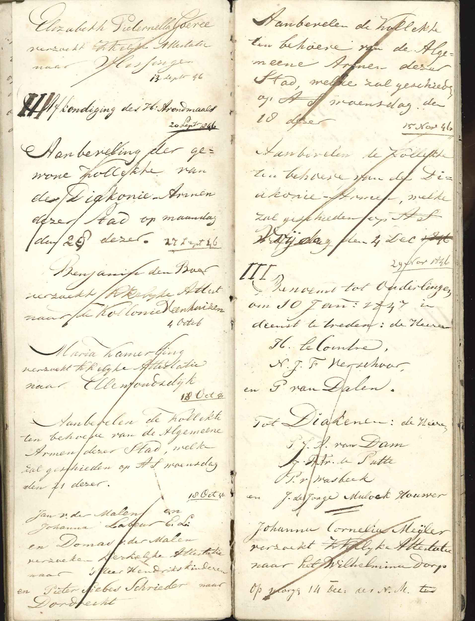 Kanselafkondiging met vertrek naar bedelaarskolonie Veenhuizen van Benjamin den Boer, 1846. GAG.arch.herv.kerk, inv.nr. 44.