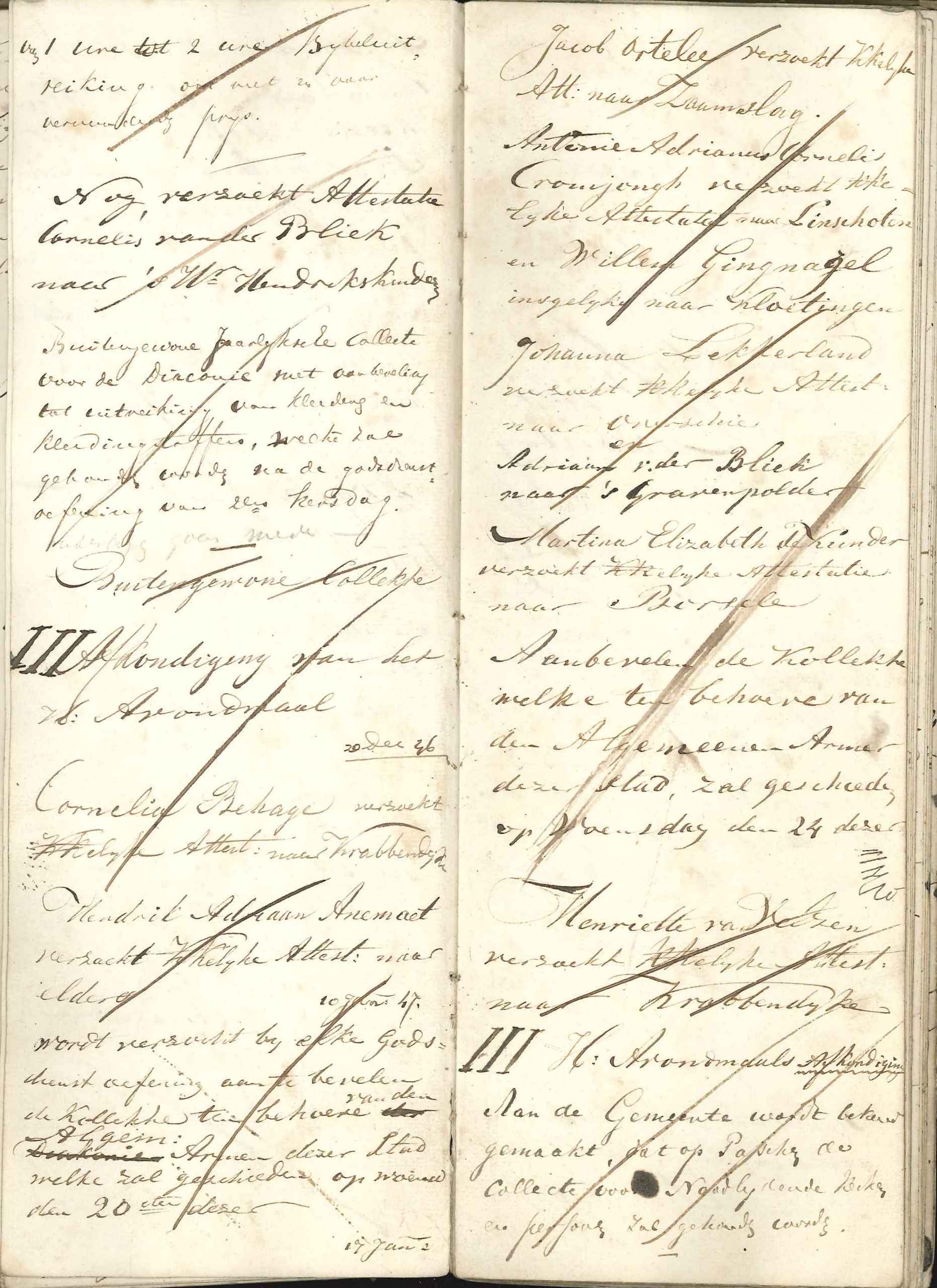 Kanselafkondigingen met een bijzondere collecte, 1846. GAG.arch.herv.kerk, inv.nr. 44.