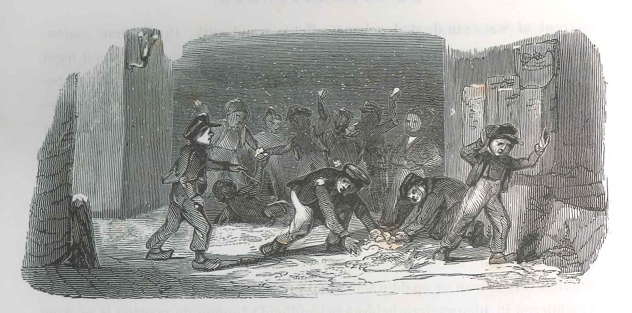 Kwajongens op straat. 'Karakterschetsen', 1841. HMDB.