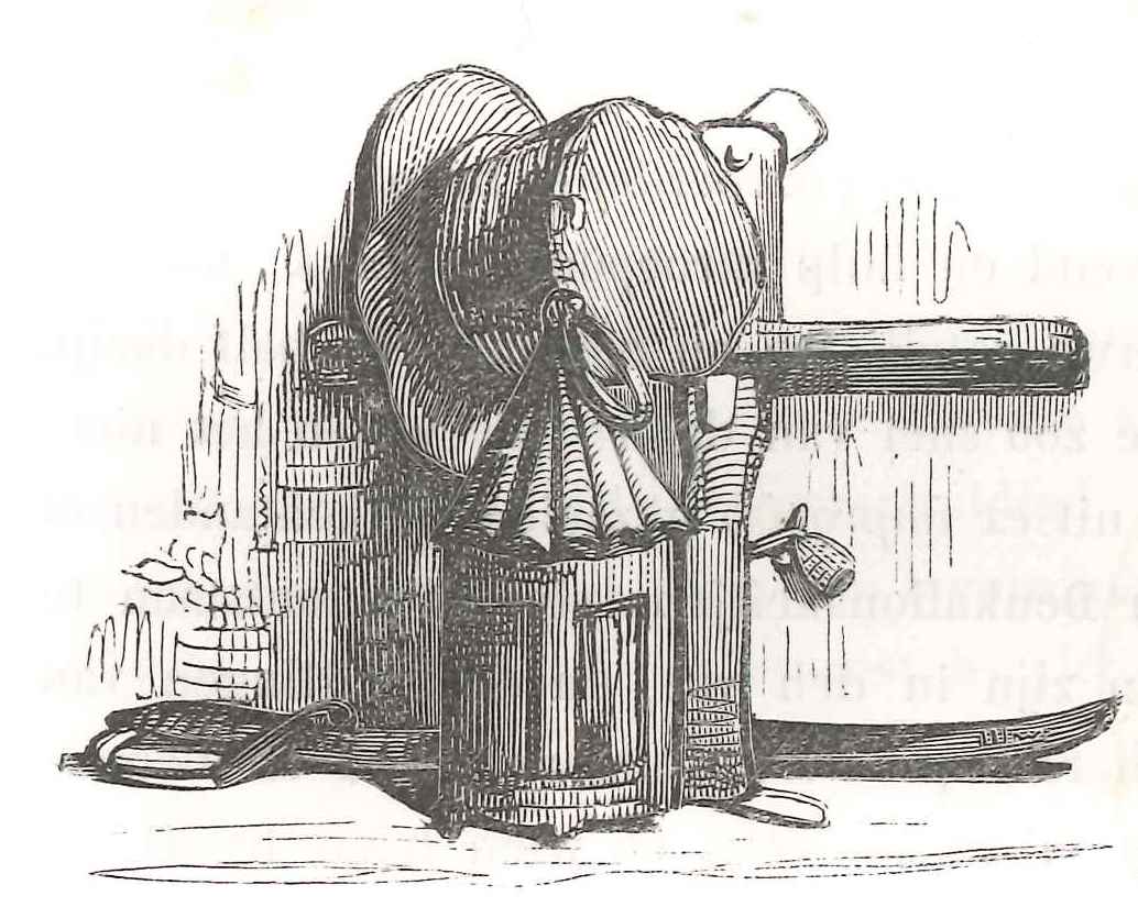 Materialen van de klapperman, lantaarn hoed en klepper. 'Karakterschetsen', 1841. HMDB.