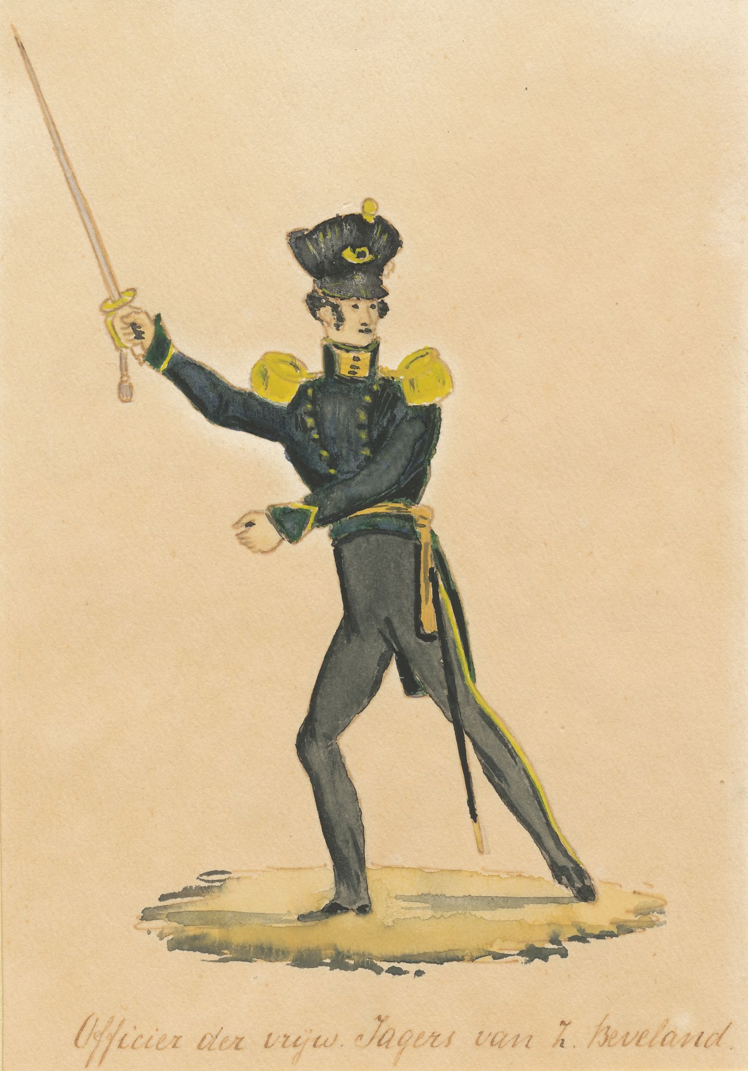 Officier van de vrijwillige jagers van Zuid-Beveland, 1830. HMDB.