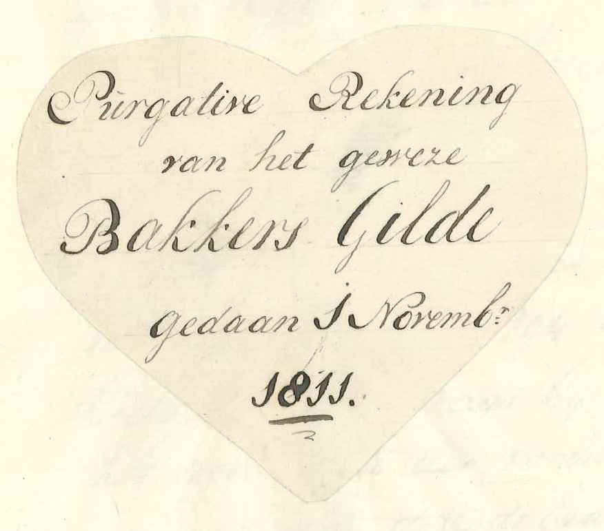 Omslag van de rekening van het voormalig bakkersgilde, afgelegd in 1811 over de voorgaande jaren.