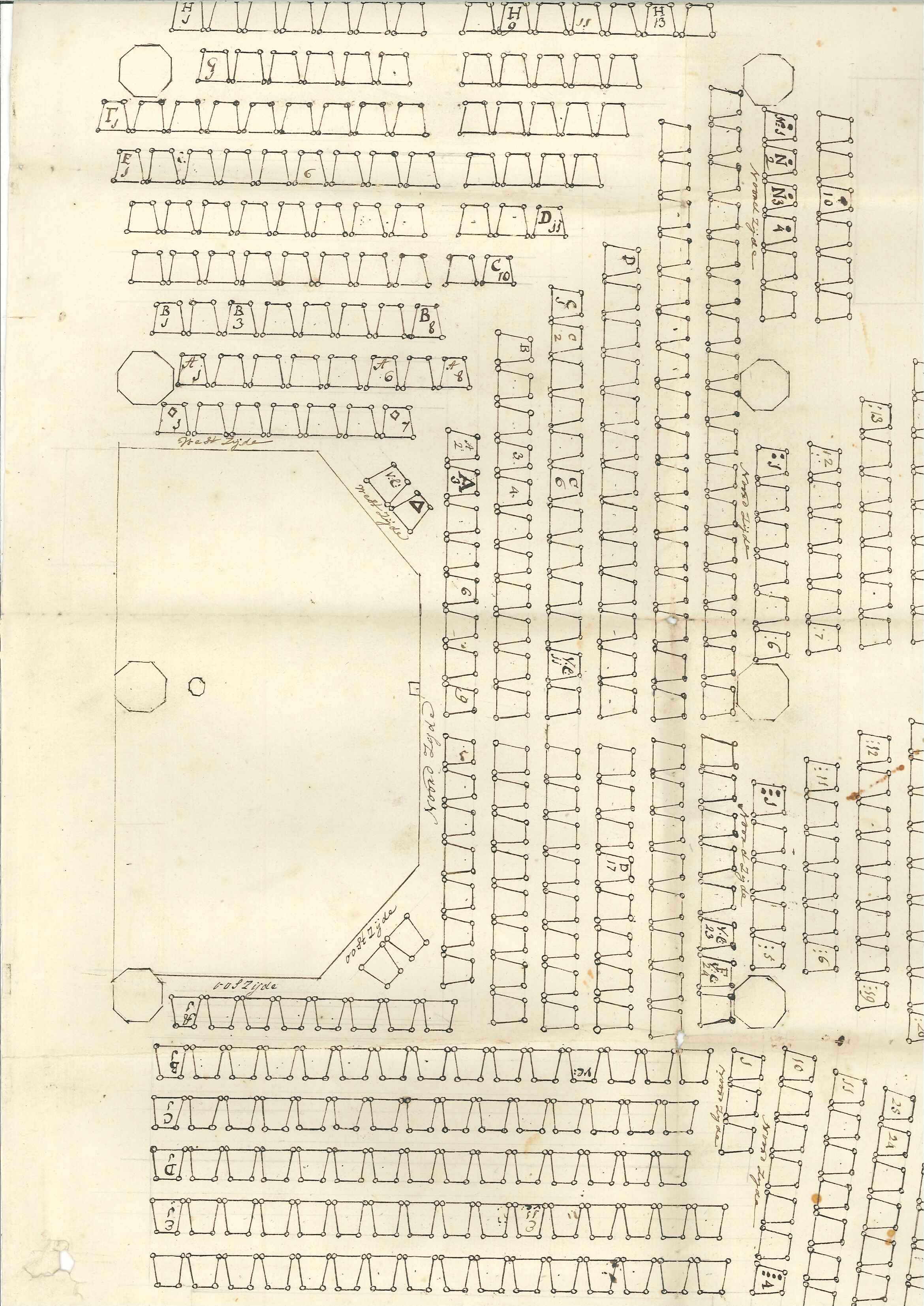 Plattegrond van zitplaatsen, ca. 1830. GAG.Arch.herv. kerk, inv.nr. 427.