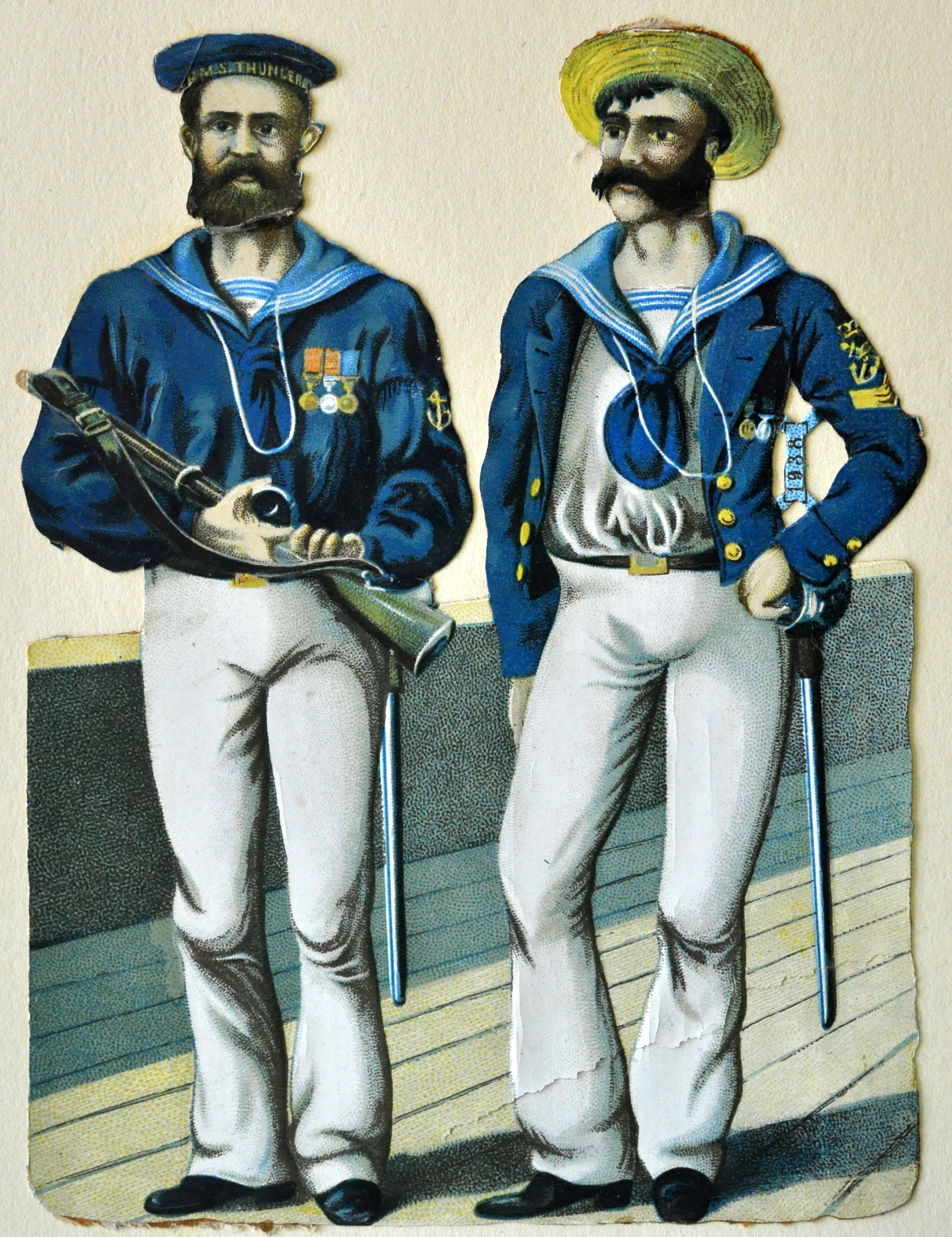 Poëzieplaatje met mariniers, 19de eeuw. HMDB.