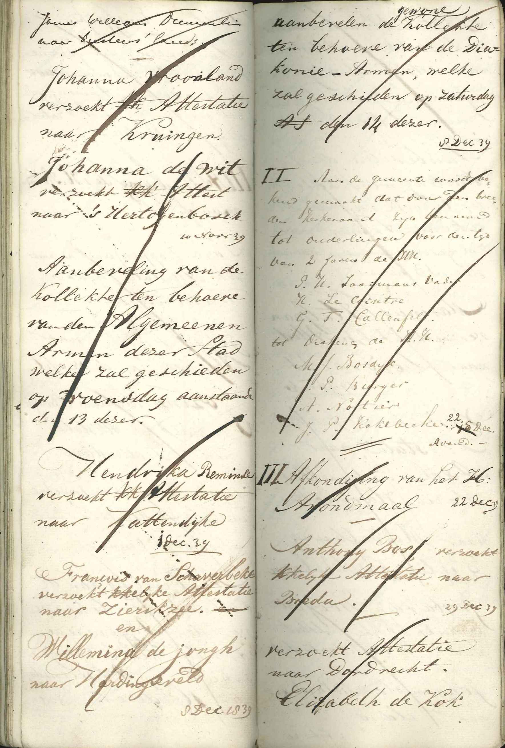 Register van kanselafkondigingen, 1839. GAG.Arch.herv.kerk, inv.nr. 43.