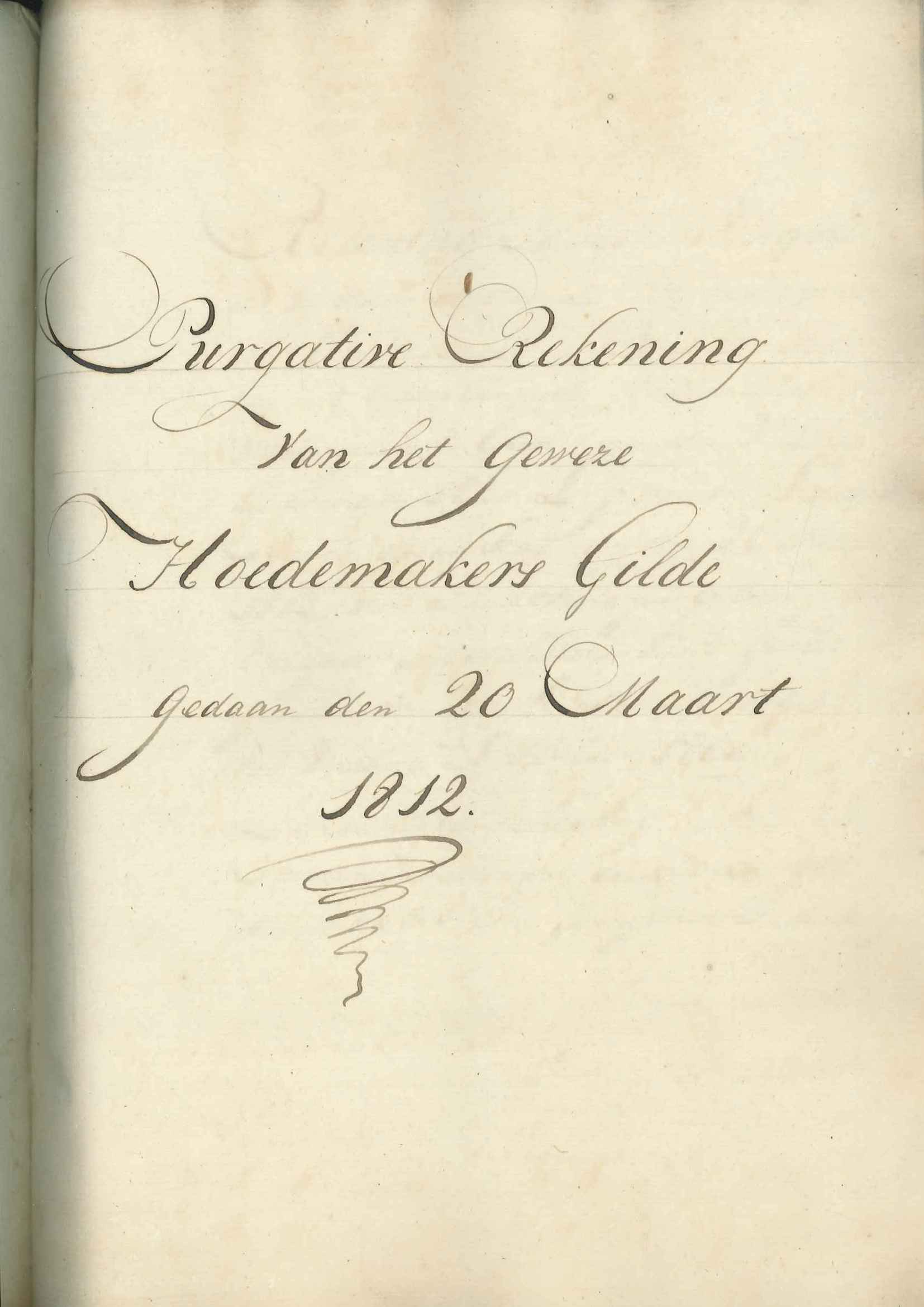 Rekening van het gewezen hoedemakersgilde, 1812.