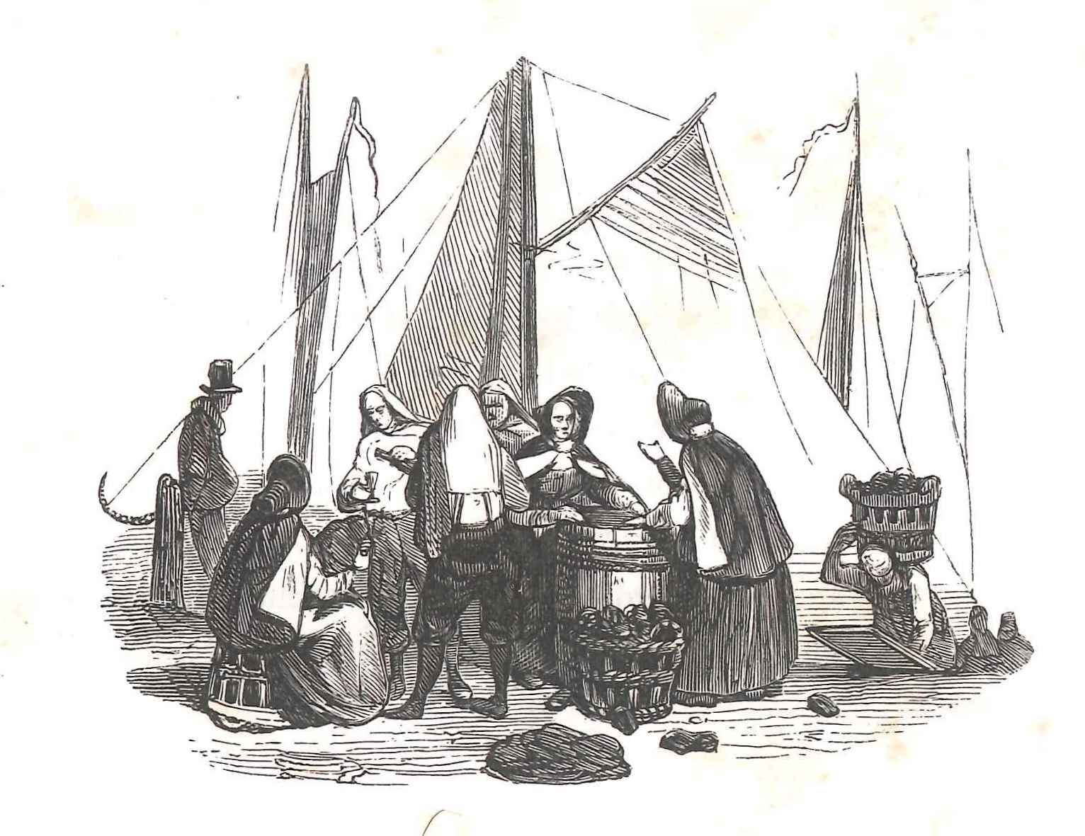 Rustpauze bij de Rotterdamse zakkedragers. 'Karakterschetsen', 1841. HMDB.