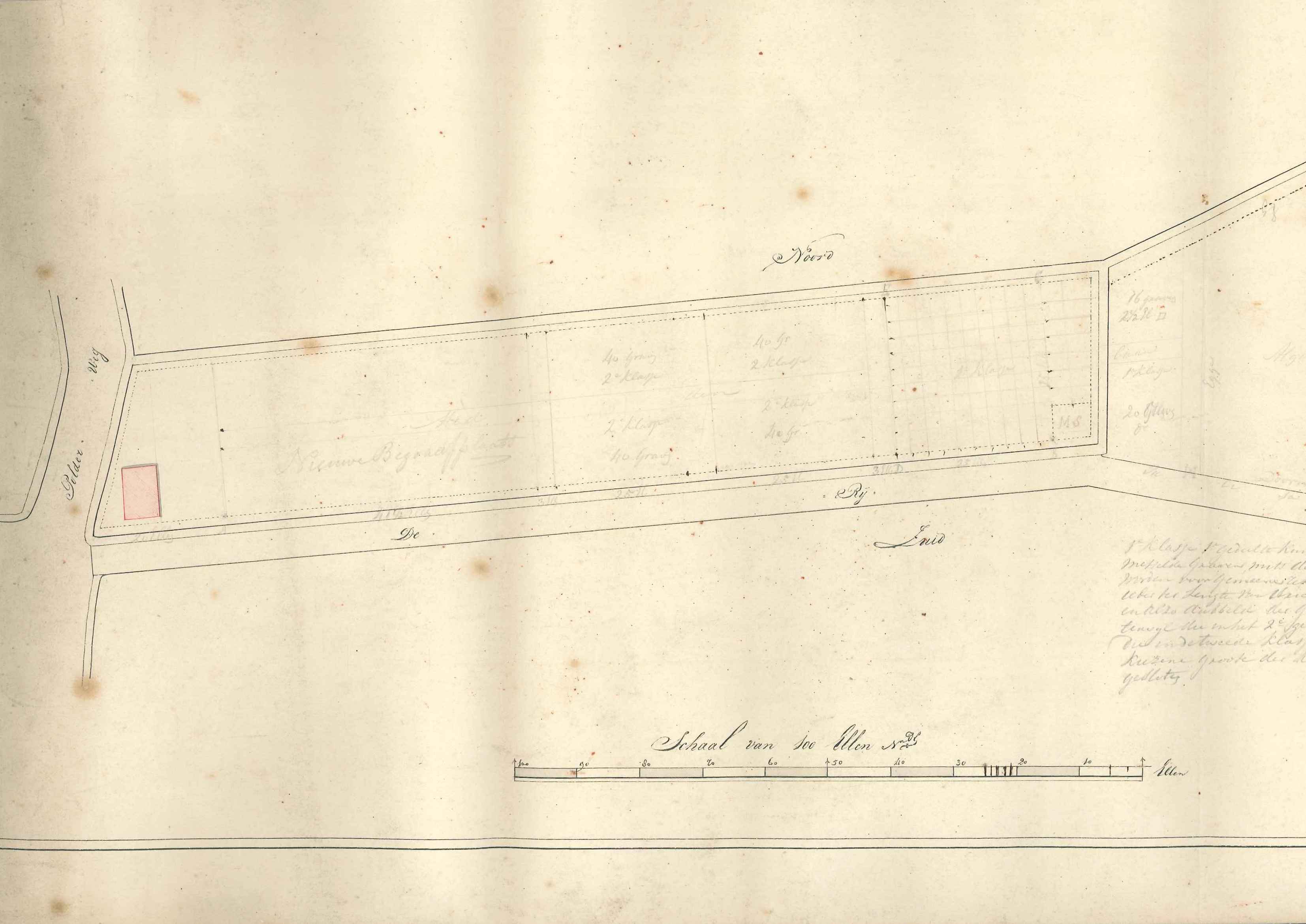 Schets van de uitbreiding van de begraafplaats, 1840. GAG.ASG.inv.nr. 1998.