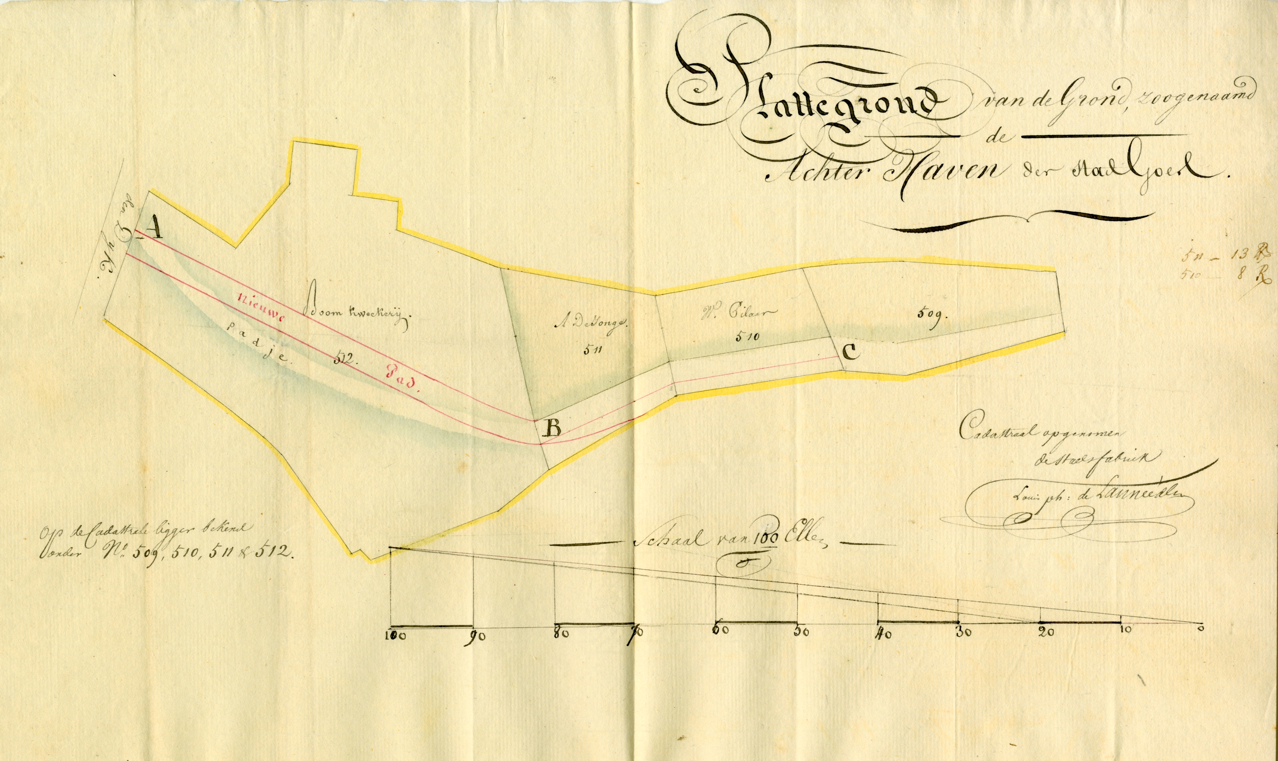 Schets van een pad aan de Achterhaven, 1833. GAG.ASG.inv.nr. 532.2, nr 695-01.