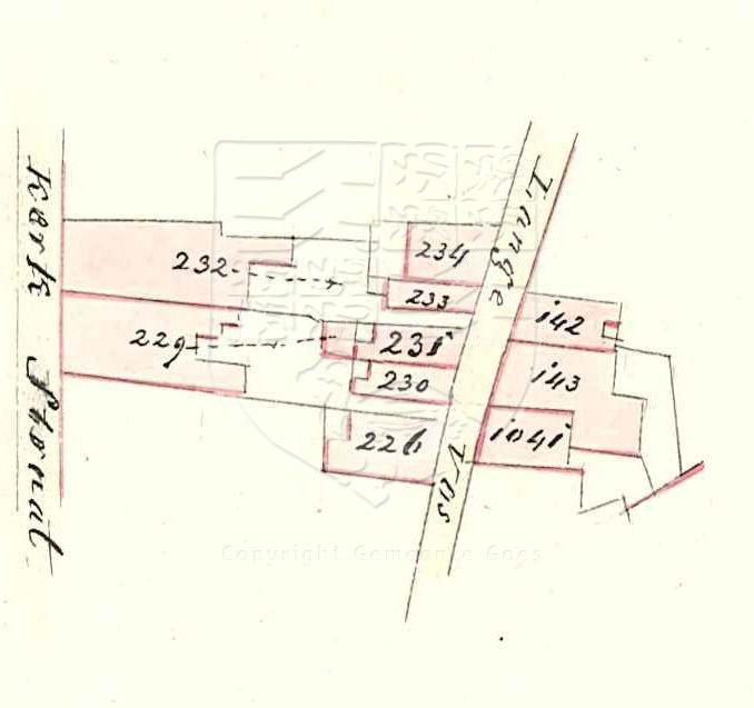 Situatieschets voor het vestigen van een zijdeververij in de Lange Vorststraat 81, D 231, 1860. GAG.AGG.inv.nr. 236, nr. 271
