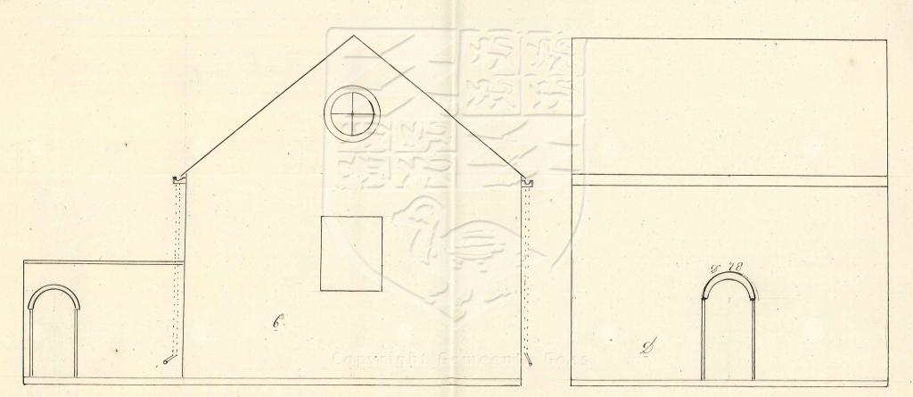 Tekening van de herbouw van een schuur, 's-Heer Hendrikskinderenstraat 56, nieuw, 1859. GAG.AGG.inv.nr. 225, nr. 345