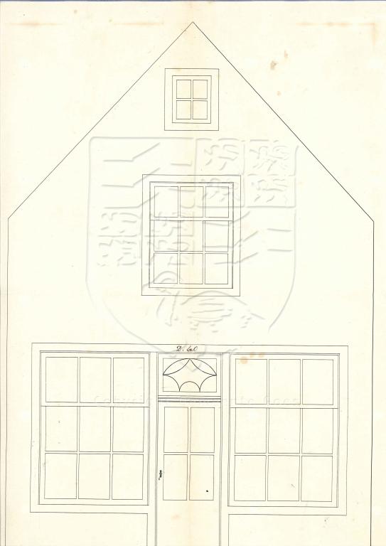 Tekening van de verbouwing van 's-Heer Hendrikskinderenstraat 13, A. Visser, 1858. GAG.AGG.inv.nr. 221, nr. 1126.
