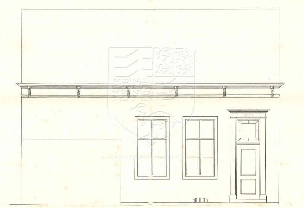 Tekening van de verbouwing van 's-Heer Hendrikskinderenstraat 28, 1859. GAG.AGG.inv.nr. 226, nr. 502