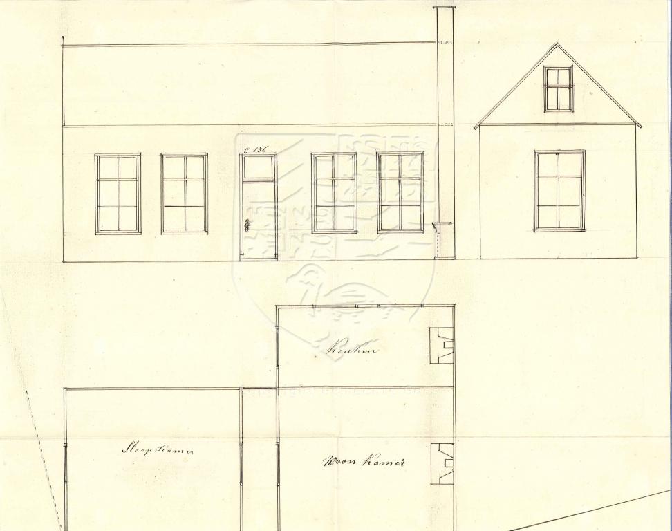 Tekening van een huis in plaats van een zomerhuis, 's-Heer Hendrikskinderendijk E 136, 1859. GAG.AGG.inv.nr. 232, nr. 1089.