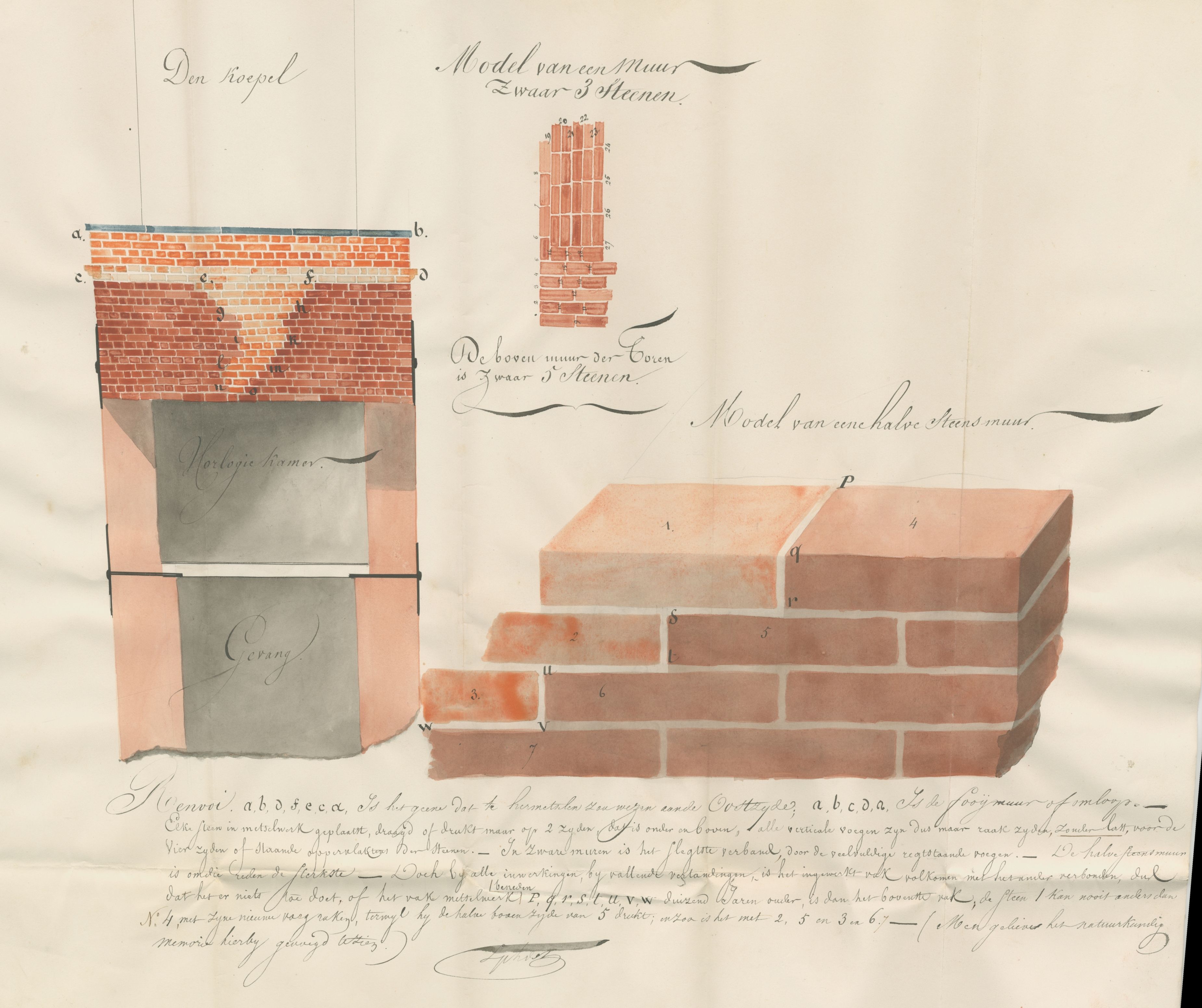 Tekening van het herstel van de bovenste verdieping van de stadhuistoren, 1842. GAG.ASG.inv.nr. 574.2, nr 839-01.