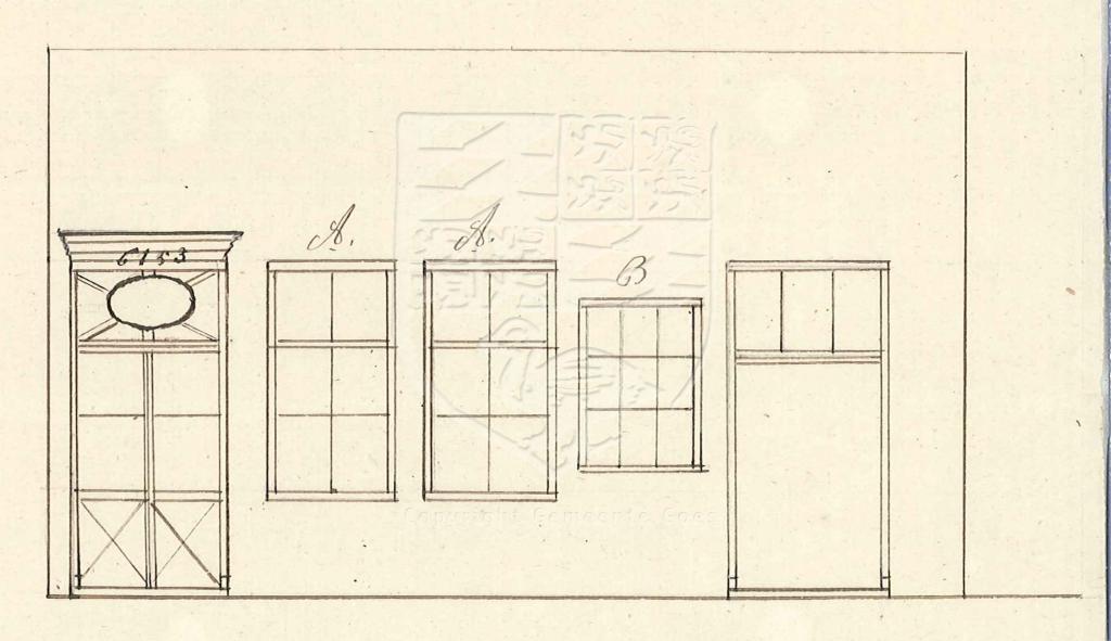 Tekening van nieuwe ramen A A in Ganzepoortstraat 81, 1859. GAG.AGG.inv.nr. 226, nr. 523
