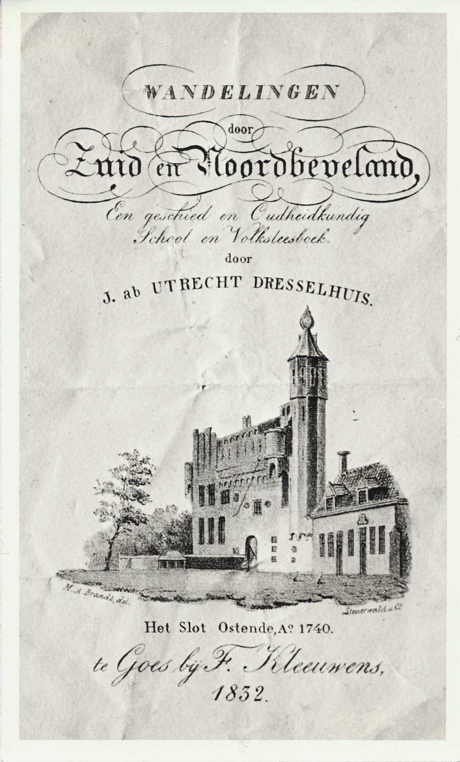  Titelblad van Wandelingen door Zuid- en Noord-Beveland, J. ab Utrecht Dresselhuis, Goes 1832. GAG.HB.
