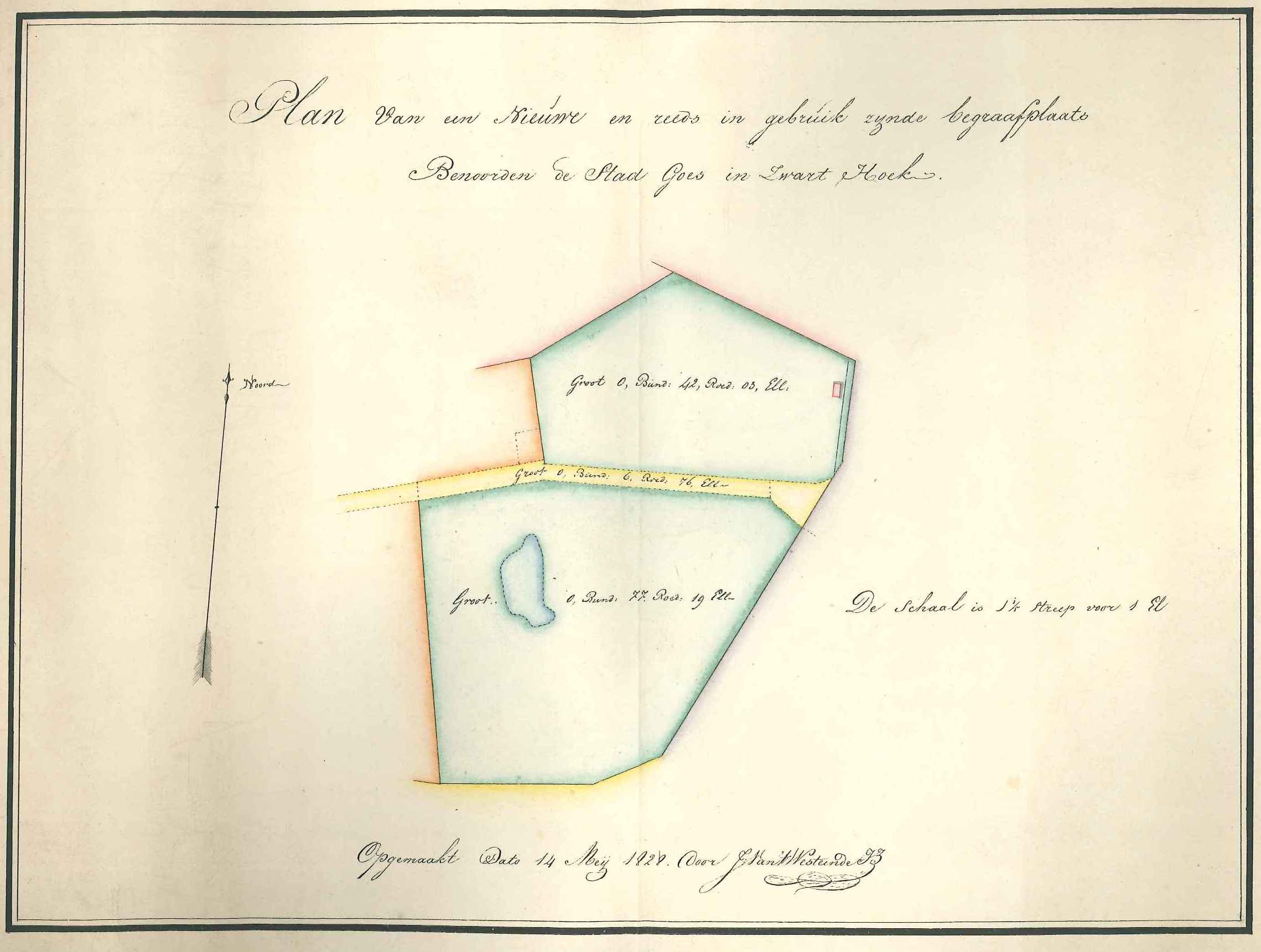 Uitbreidingsplan (2) voor de begraafplaats, 1828. GAG.ASG.inv.nr. 1998.