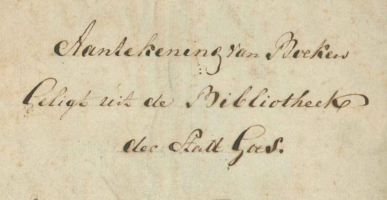 Uitleenregister van de stadsbibliotheek. GAG.ASG.inv.nr. 765.