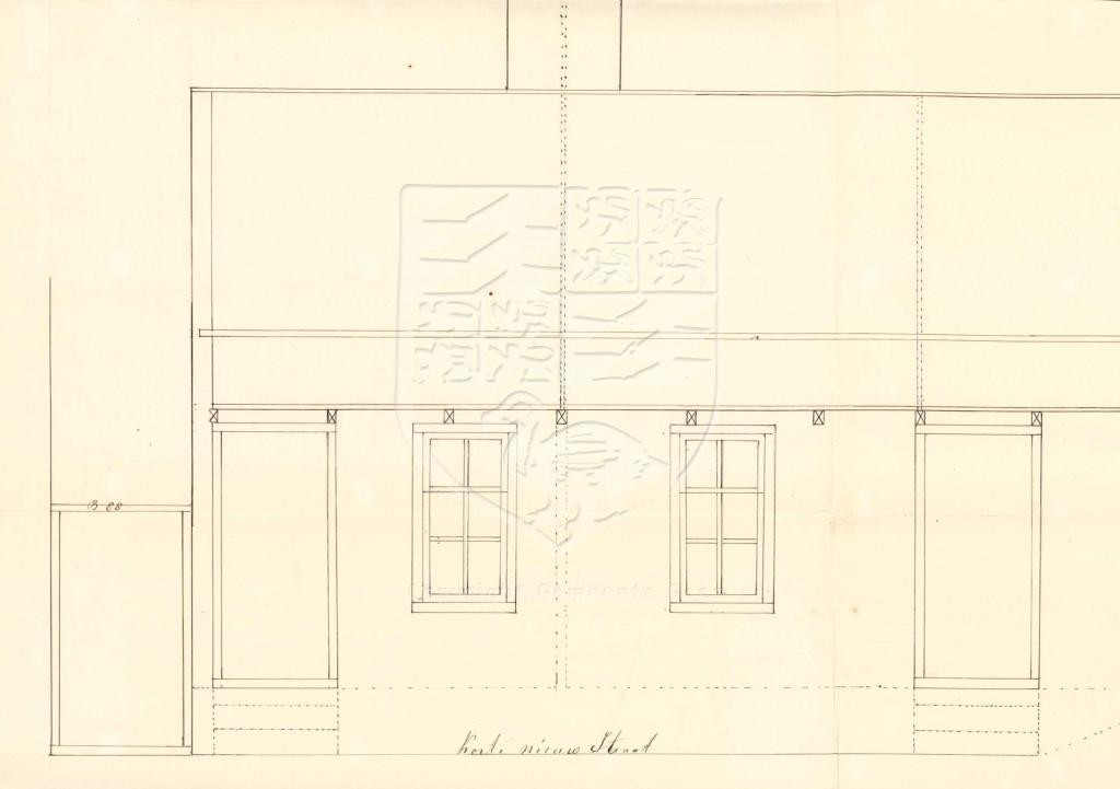 Verbouwing Pyntorenstraat 17 en 19, linkerdeel, 1858. GAG.AGG.inv.nr. 221, nr. 1078.